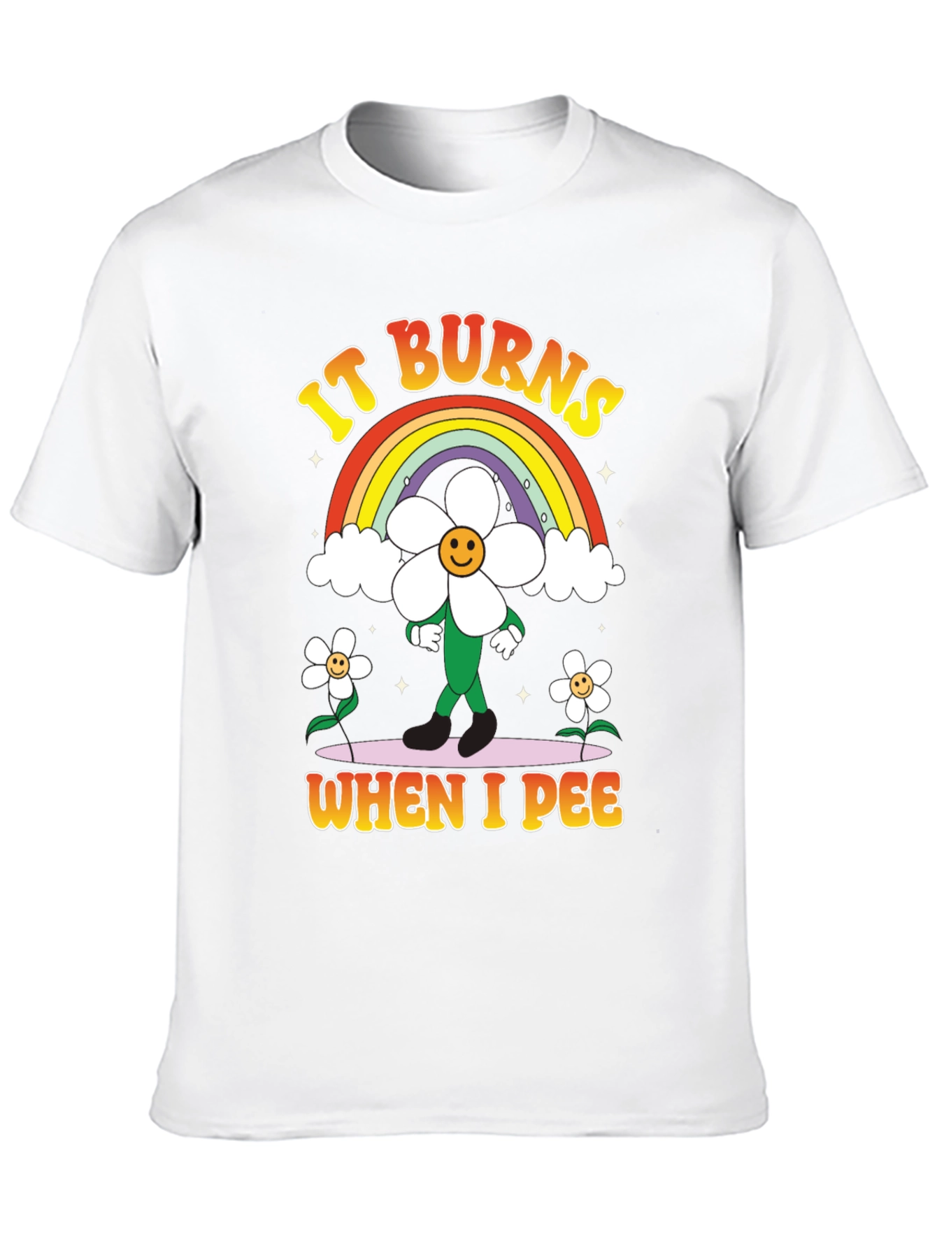Black Funny Graphic T-Shirt - It Burns When I Pee Rainbow view 10