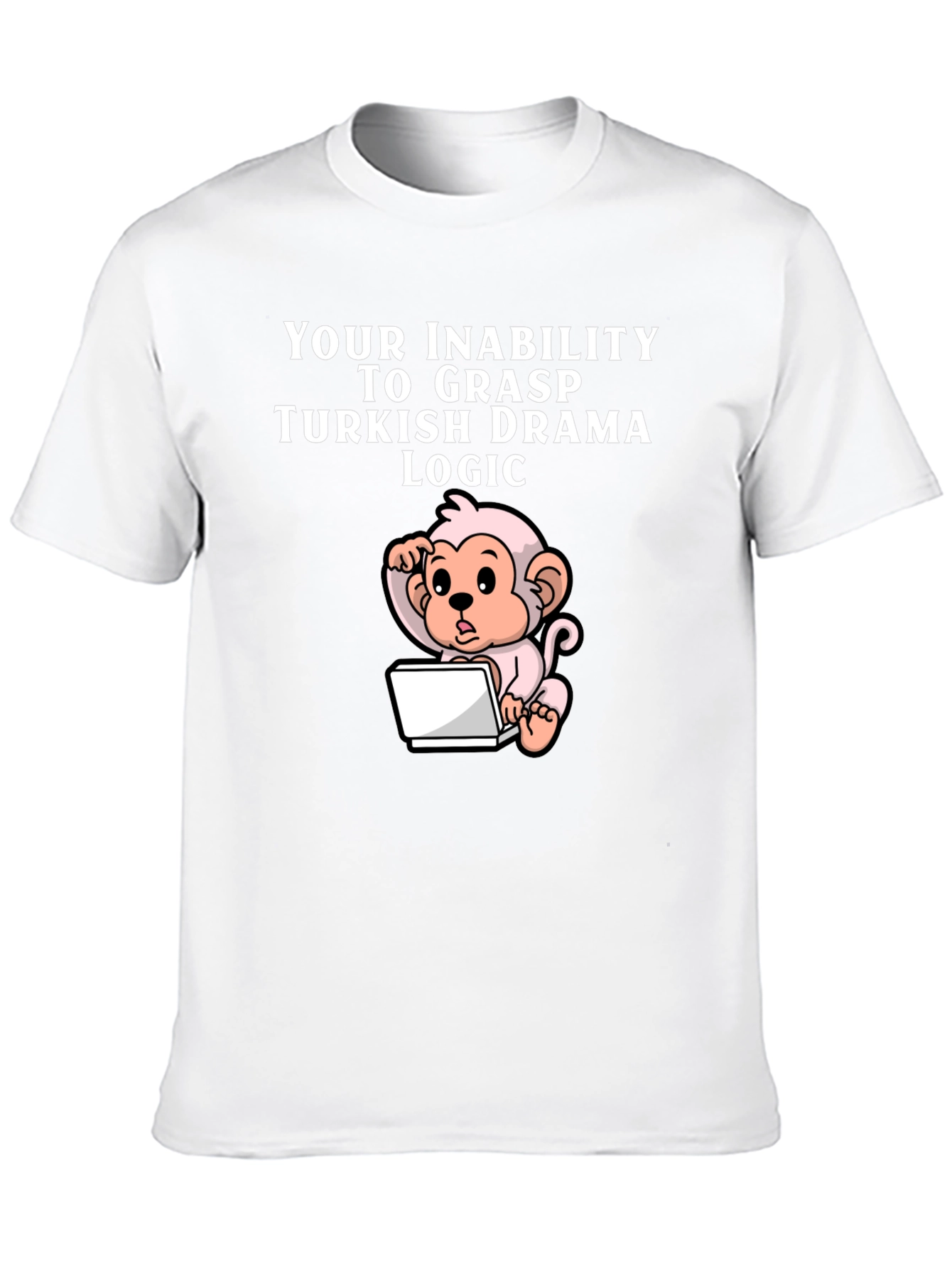 Black Humorous Turkish Drama Logic Monkey T-Shirt view 10