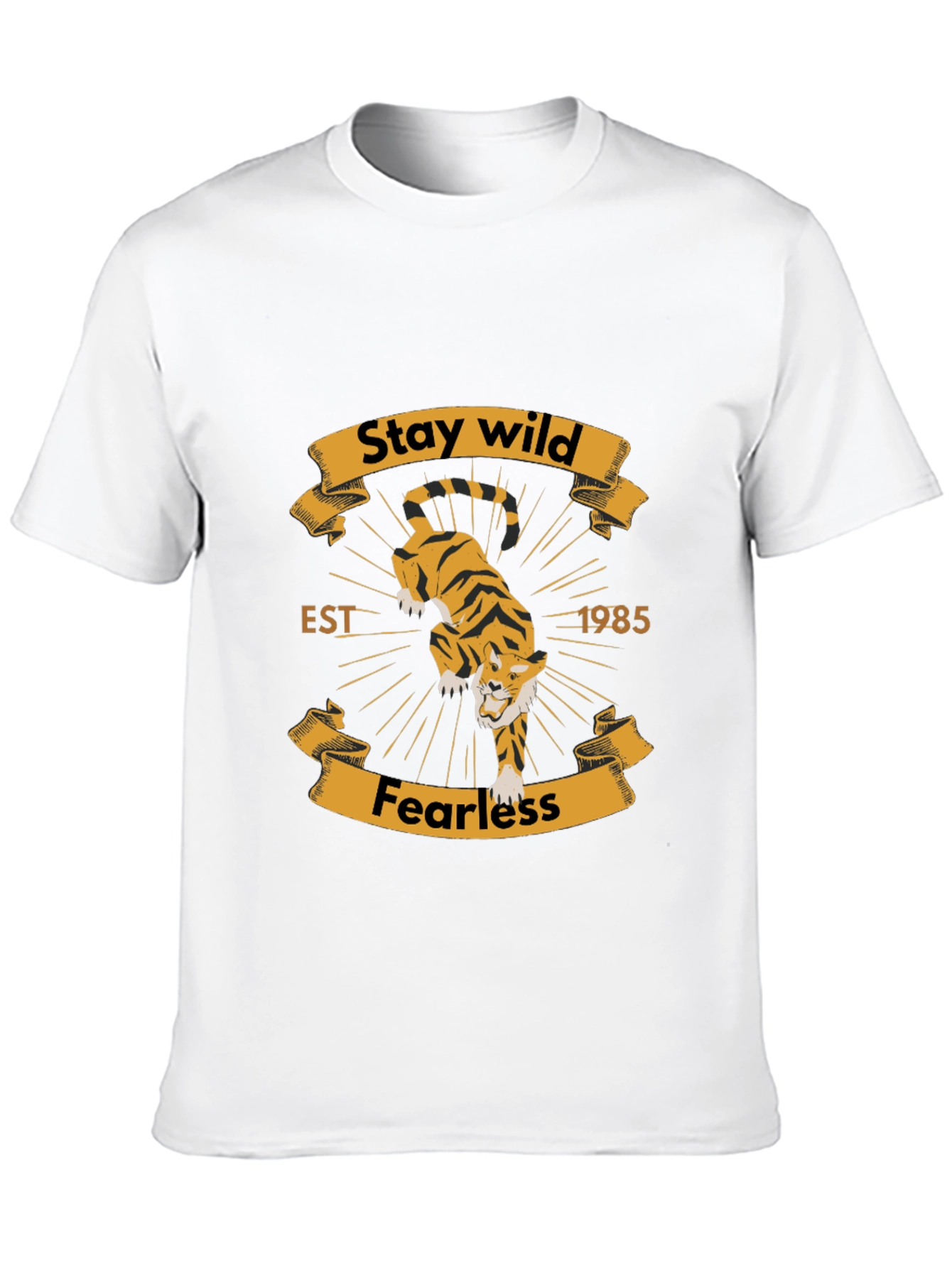 Black Stay Wild Tiger Graphic Black T-Shirt view 10