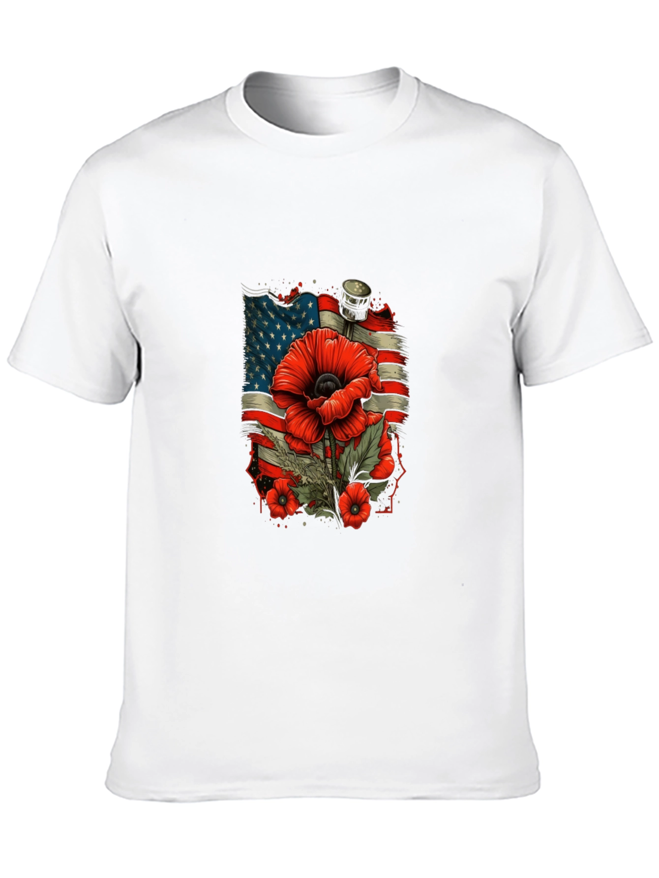Black Patriotic Poppy T-Shirt - American Flag Remembrance view 10