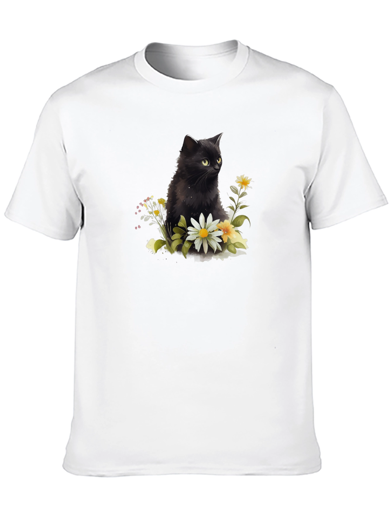 Black Black Cat Floral T-Shirt - Soft Cotton Blend view 10