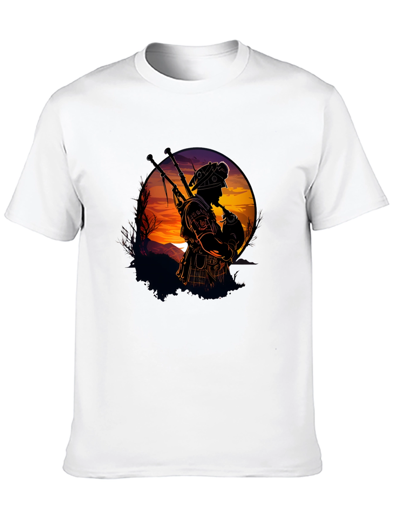 Black Bagpiper Silhouette Graphic Tee - Black view 10