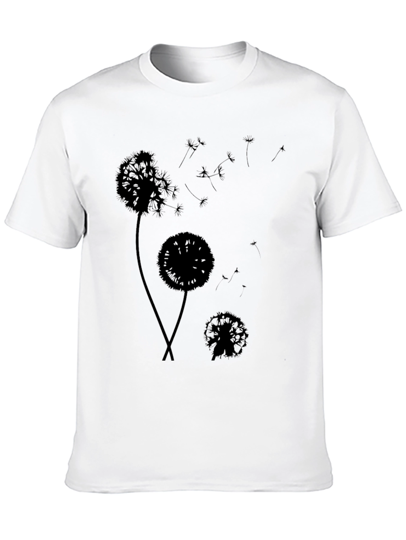 Black Dandelion Silhouette Black T-Shirt - Stylish Graphic Tee view 10