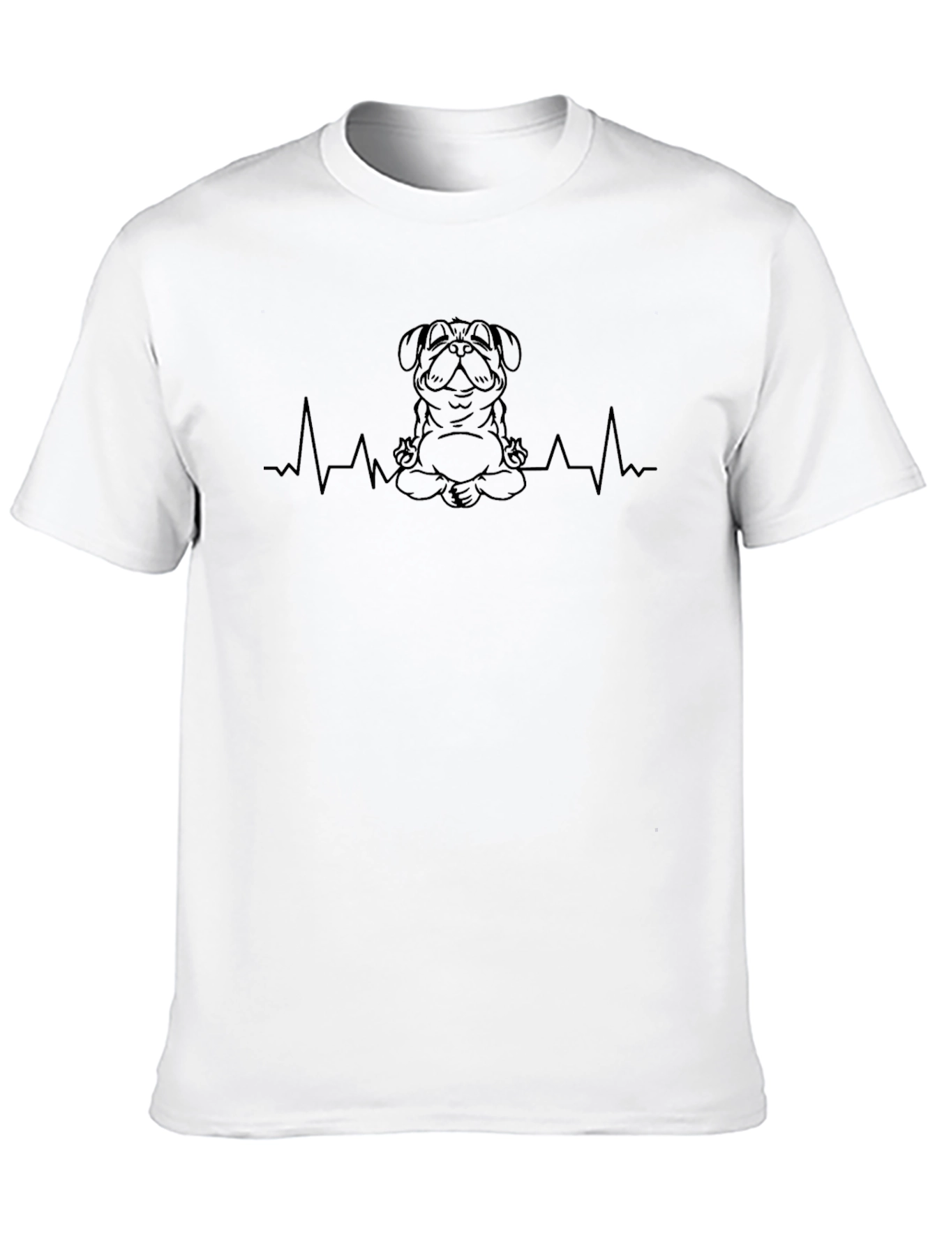 Black Yoga Pug Heartbeat T-Shirt view 10