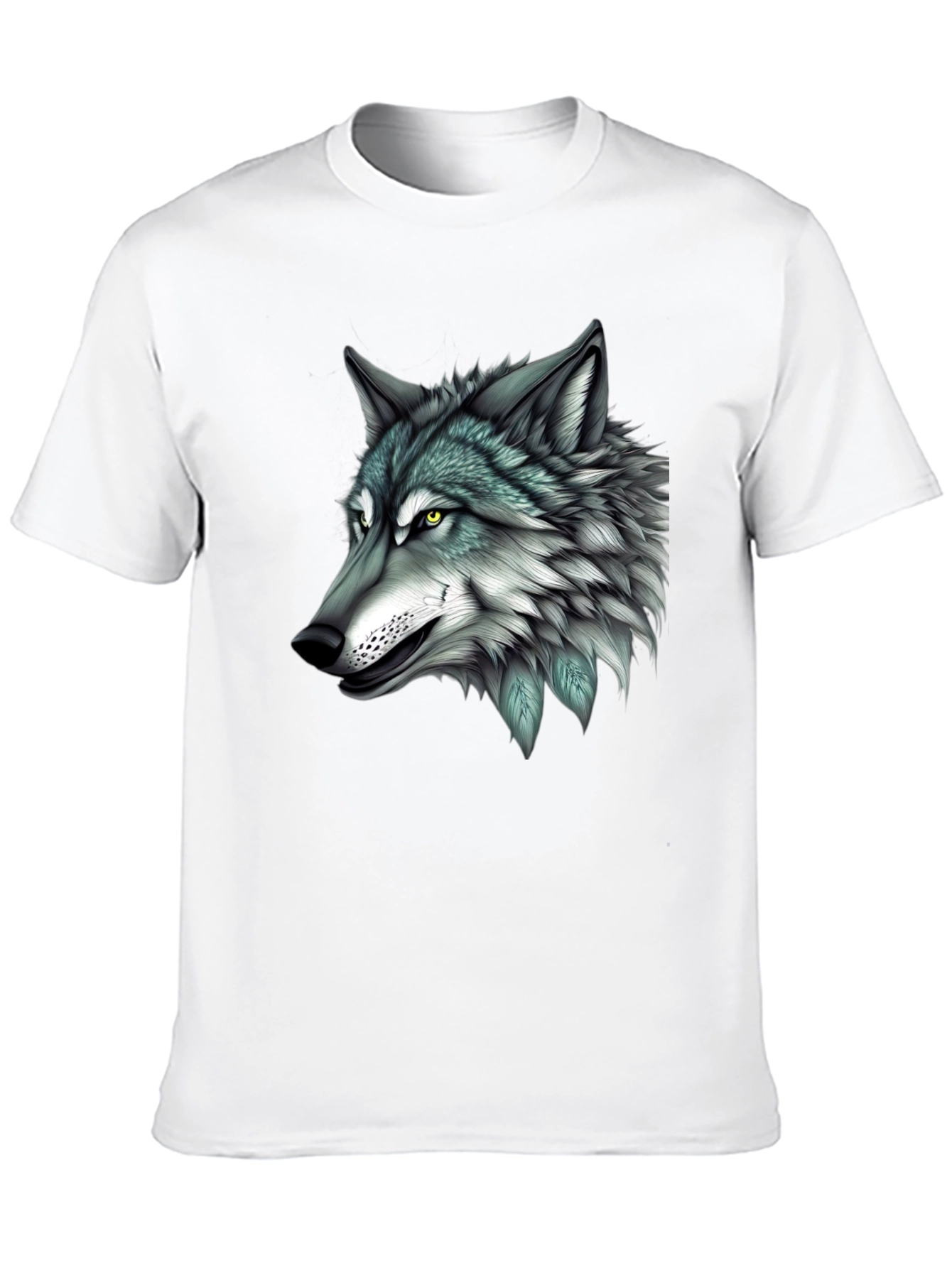 Black Wolf Graphic Print Black T-Shirt for Men view 10