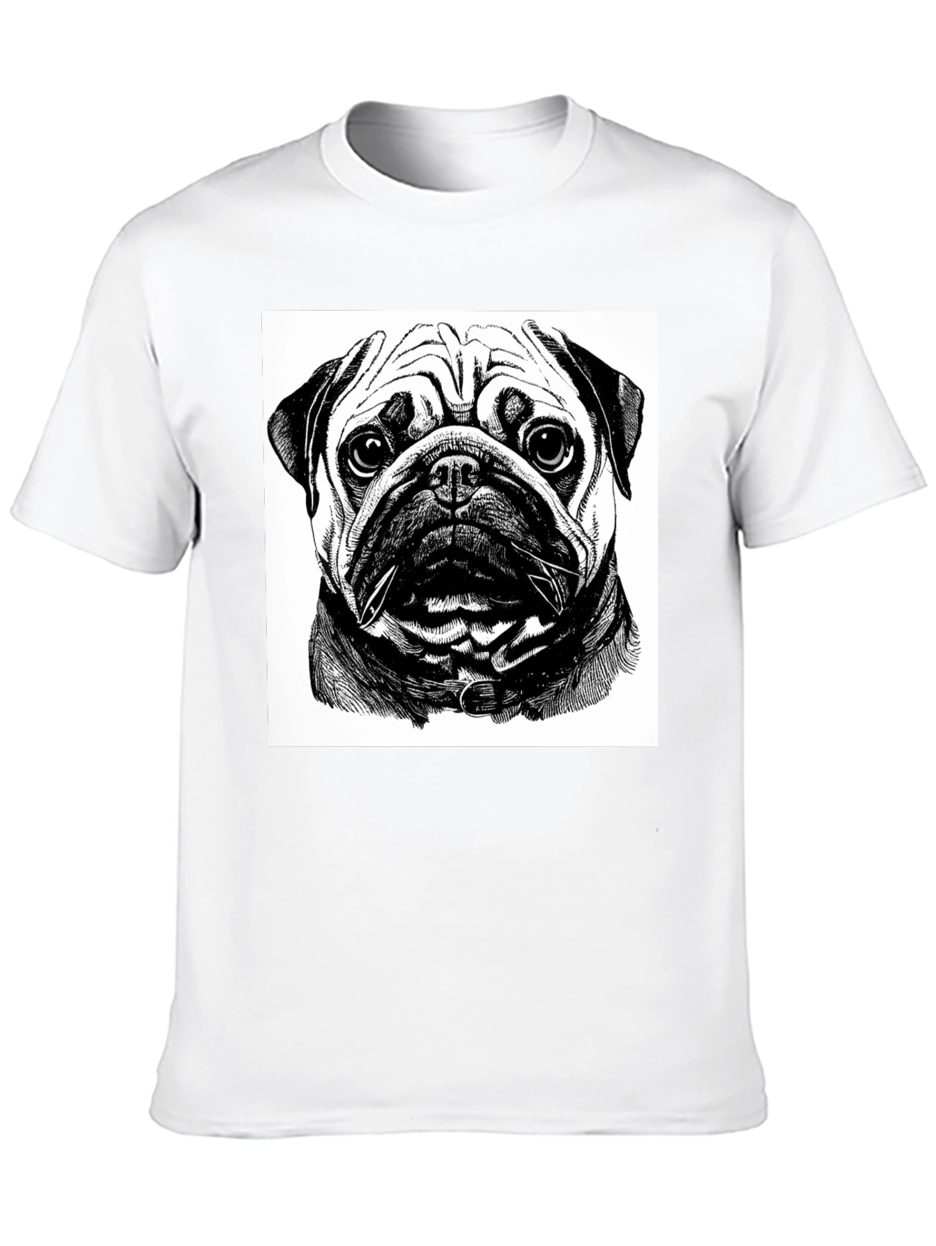 Black Pug Portrait Graphic Black T-Shirt view 10