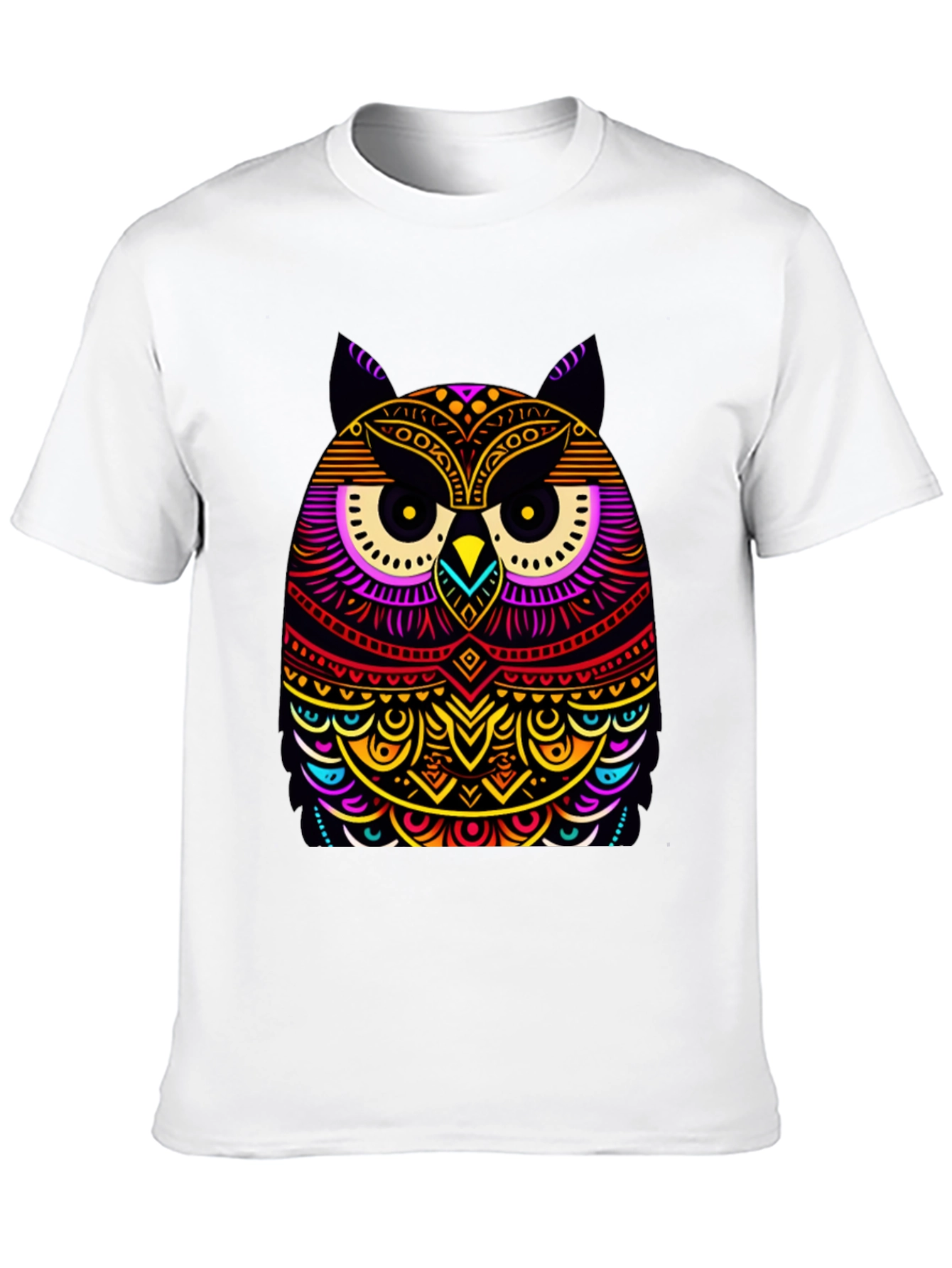 Black Vibrant Owl Graphic Black T-Shirt view 10