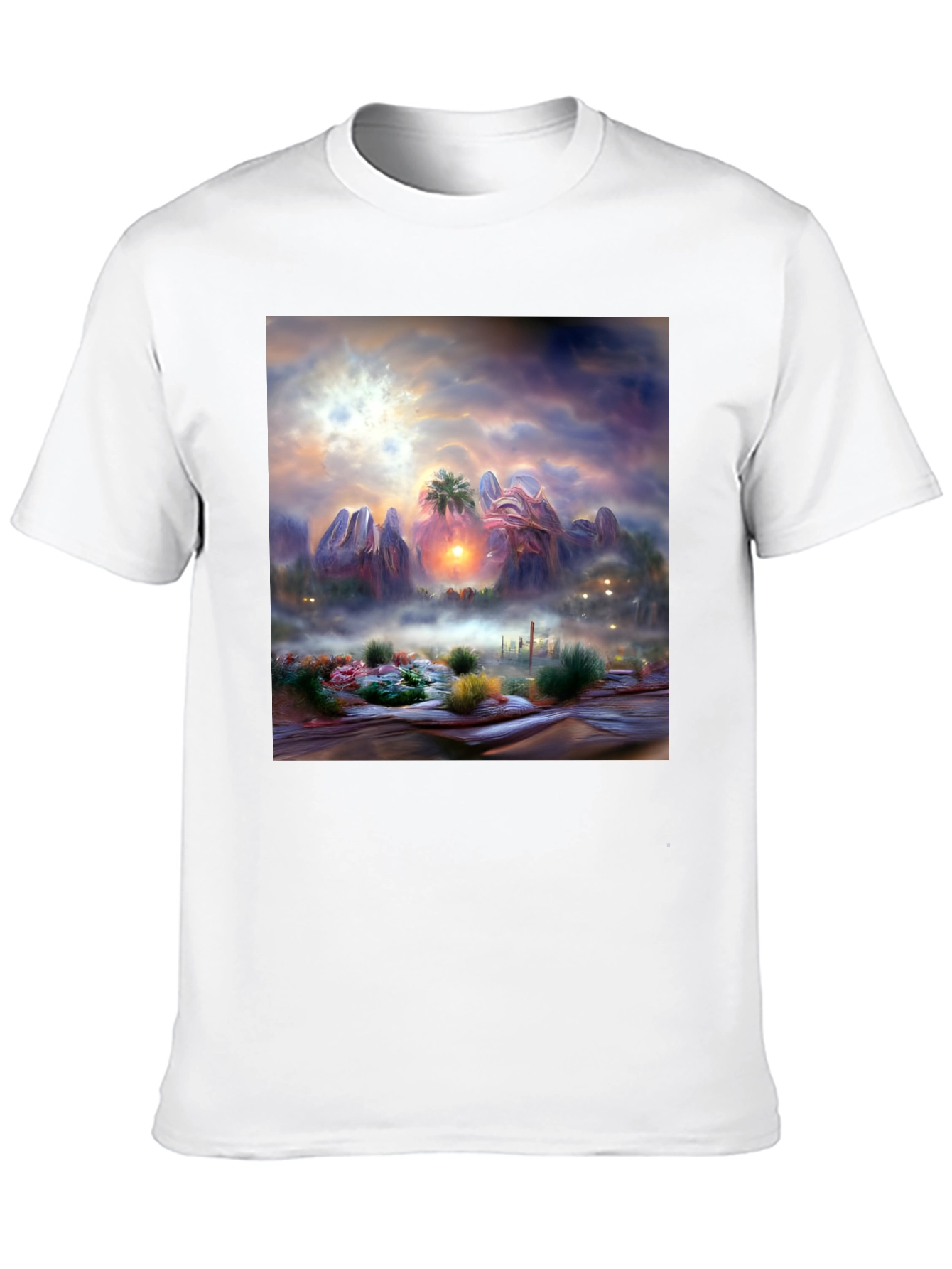 Black Sunset Desert Graphic Tee - Artistic Men's Shirt view 10