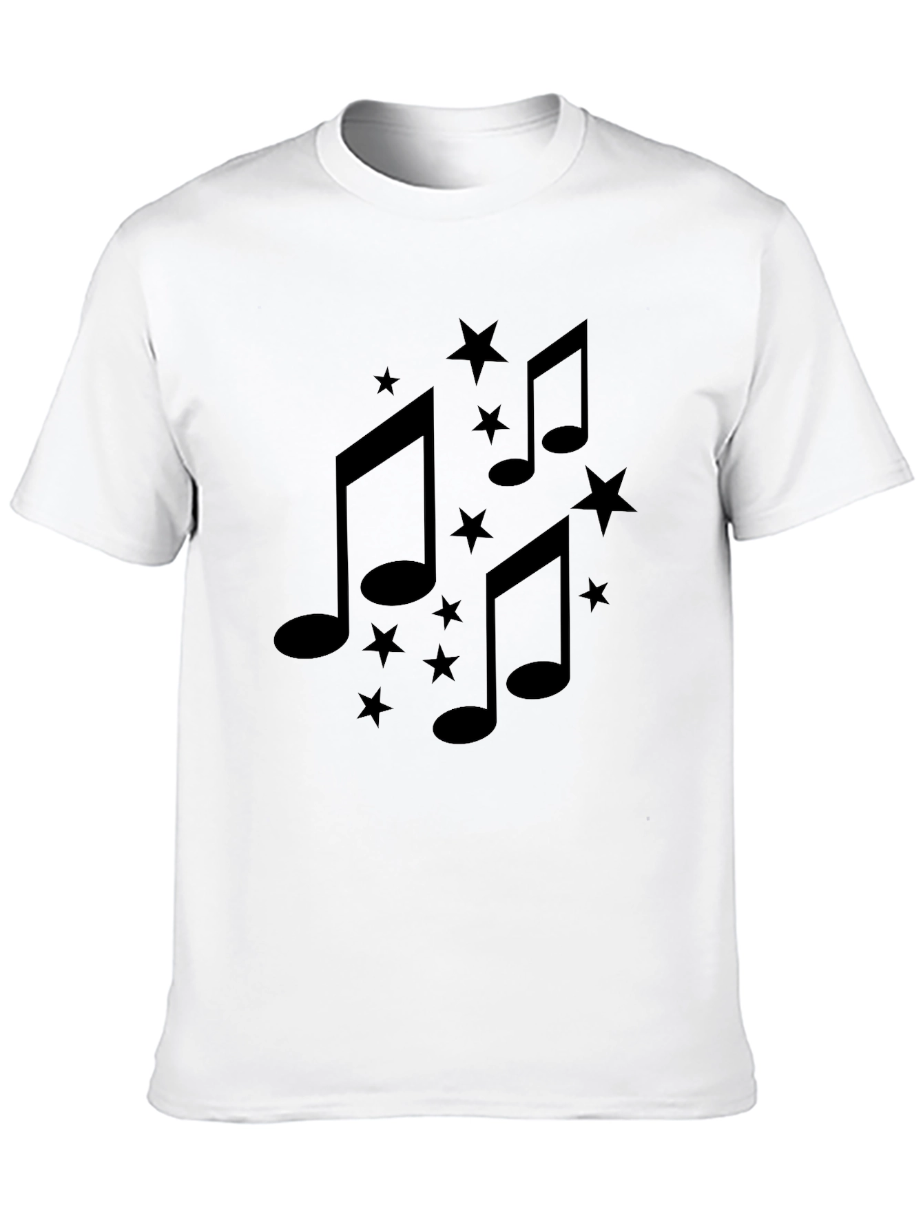 Black Musical Notes & Stars Graphic Tee - Stylish Black T-Shirt view 10