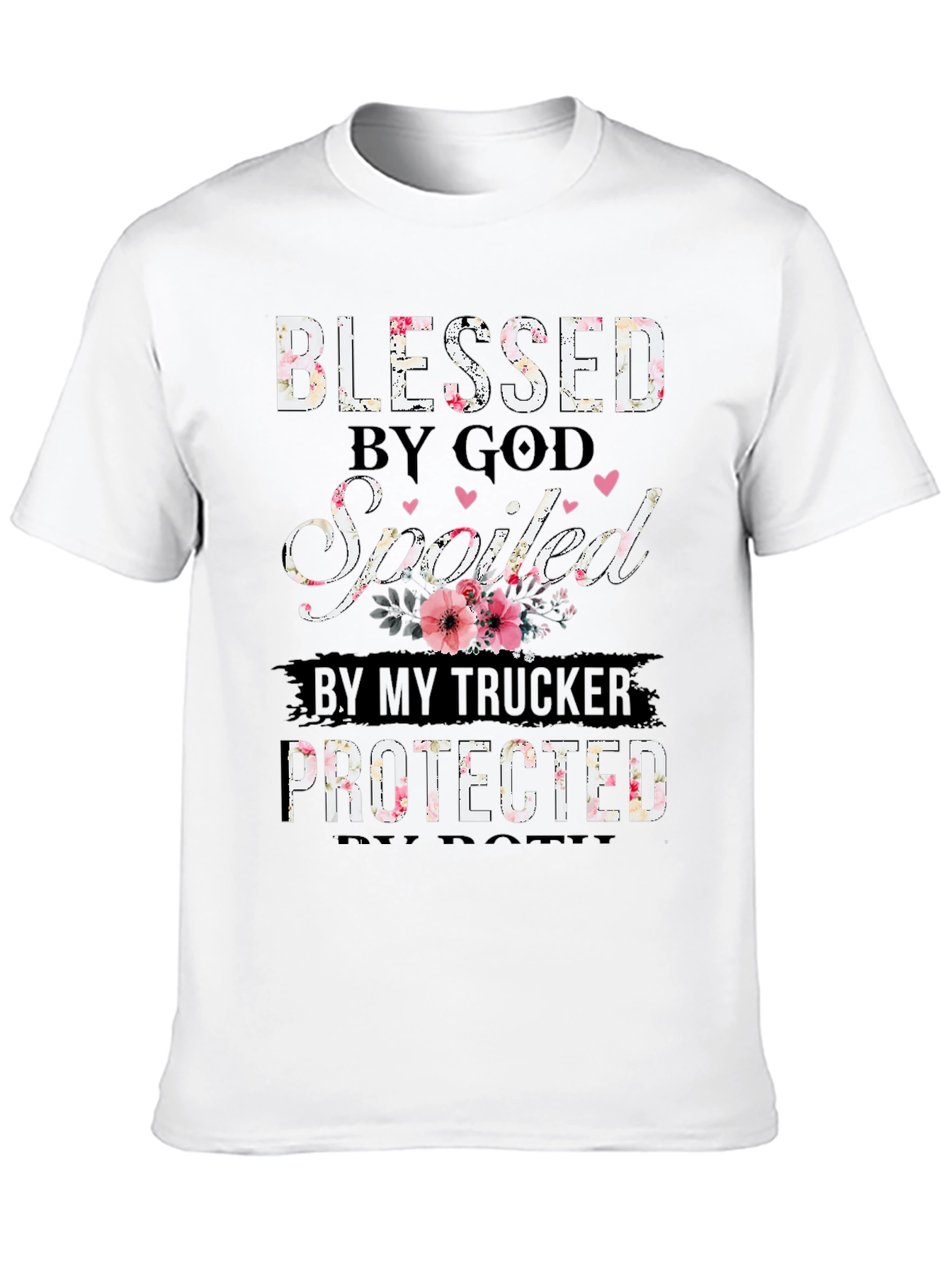 Black Blessed by God Trucker T-Shirt view 10