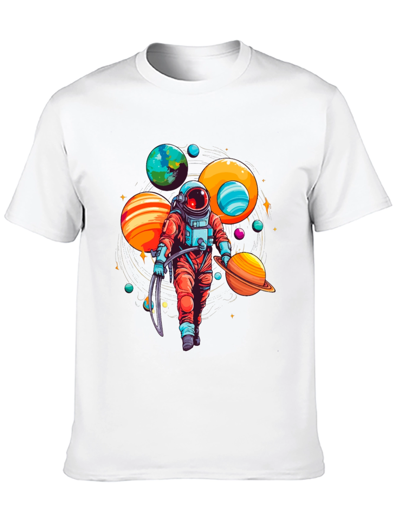 Black Astronaut Planets Graphic Tee - Space Lover T-Shirt view 10