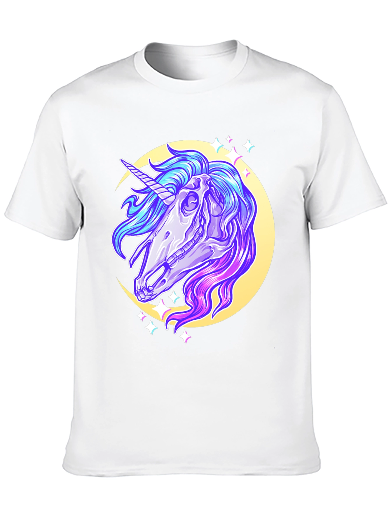 Black Unicorn Skull Graphic Tee - Black Cotton T-Shirt view 10