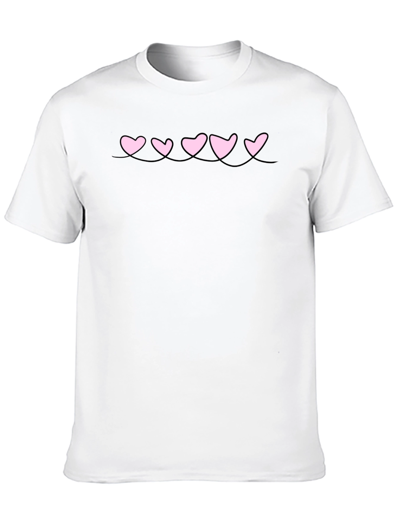 Black Men's Black T-Shirt with Pink Heart Design view 10