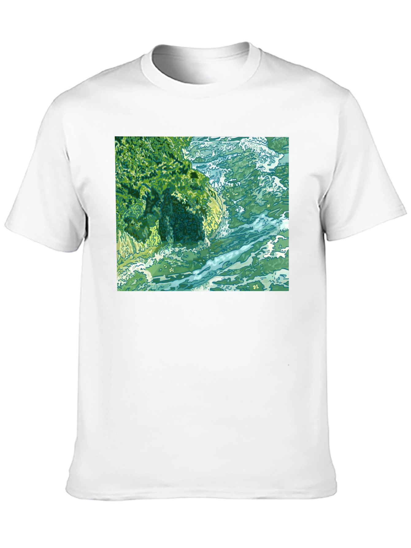 Black Ocean Scene Graphic Tee - Black Cotton Blend view 10