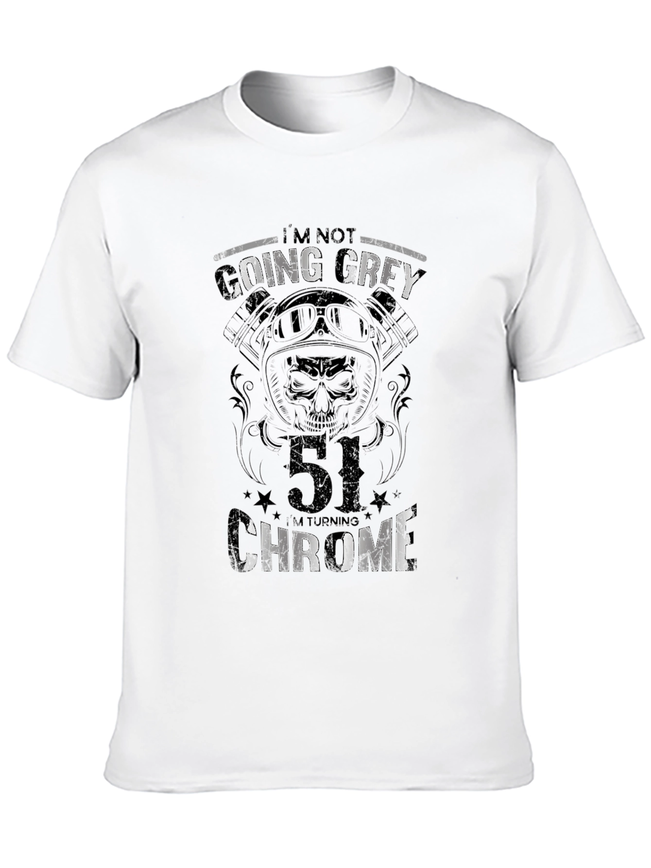 Black 51st Birthday Biker T-Shirt - I'm Not Going Grey view 10