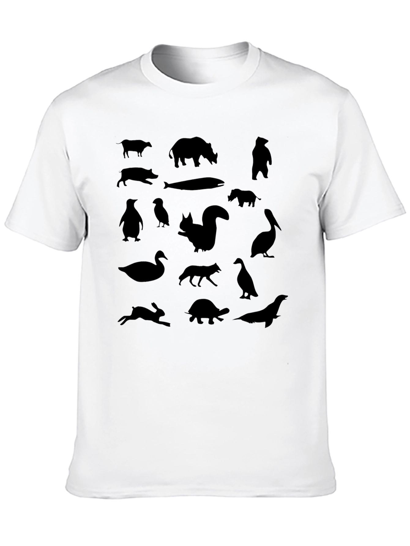 Black Animal Silhouettes Black T-Shirt view 10