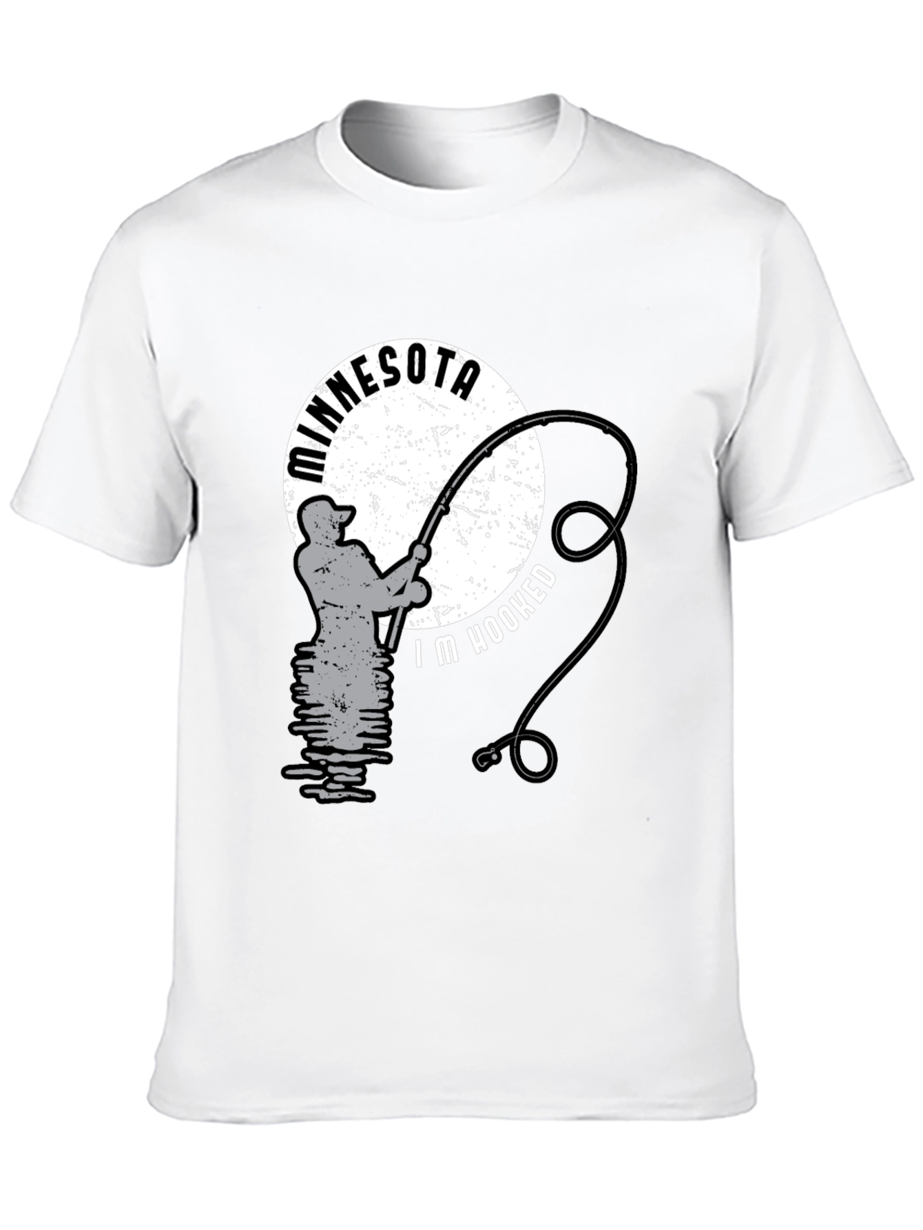 Black Minnesota Fishing T-Shirt - I'm Hooked! view 10