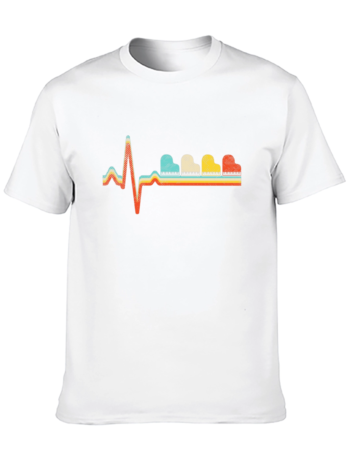 Black Retro Piano Heartbeat T-Shirt view 10