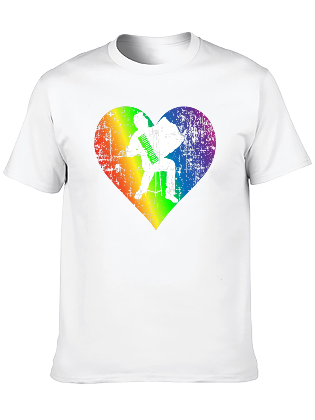 Black Rainbow Heart Accordion Player T-Shirt view 10