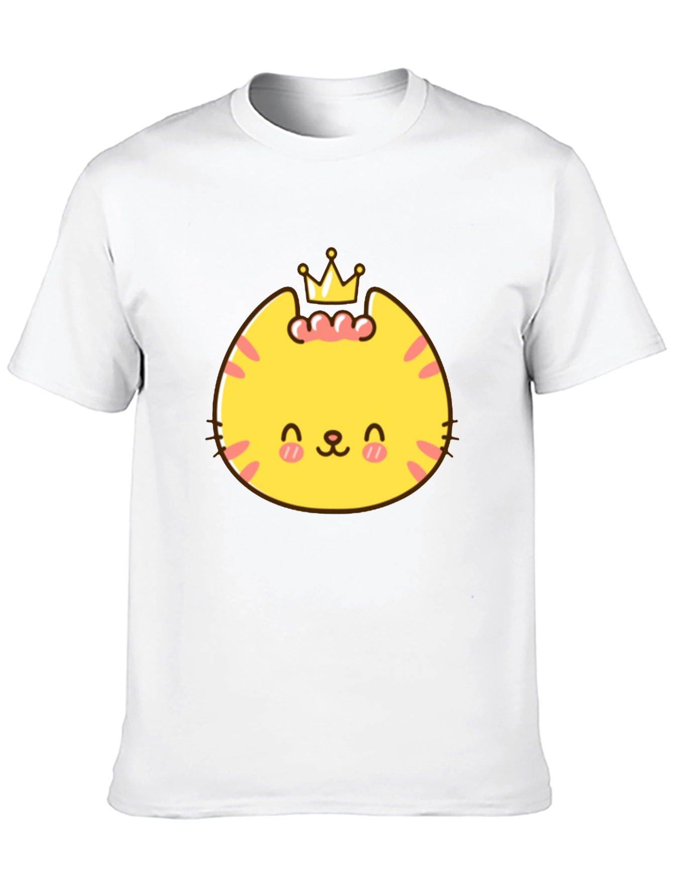 Black Cute Cartoon Crown Cat Graphic Tee - Black view 10