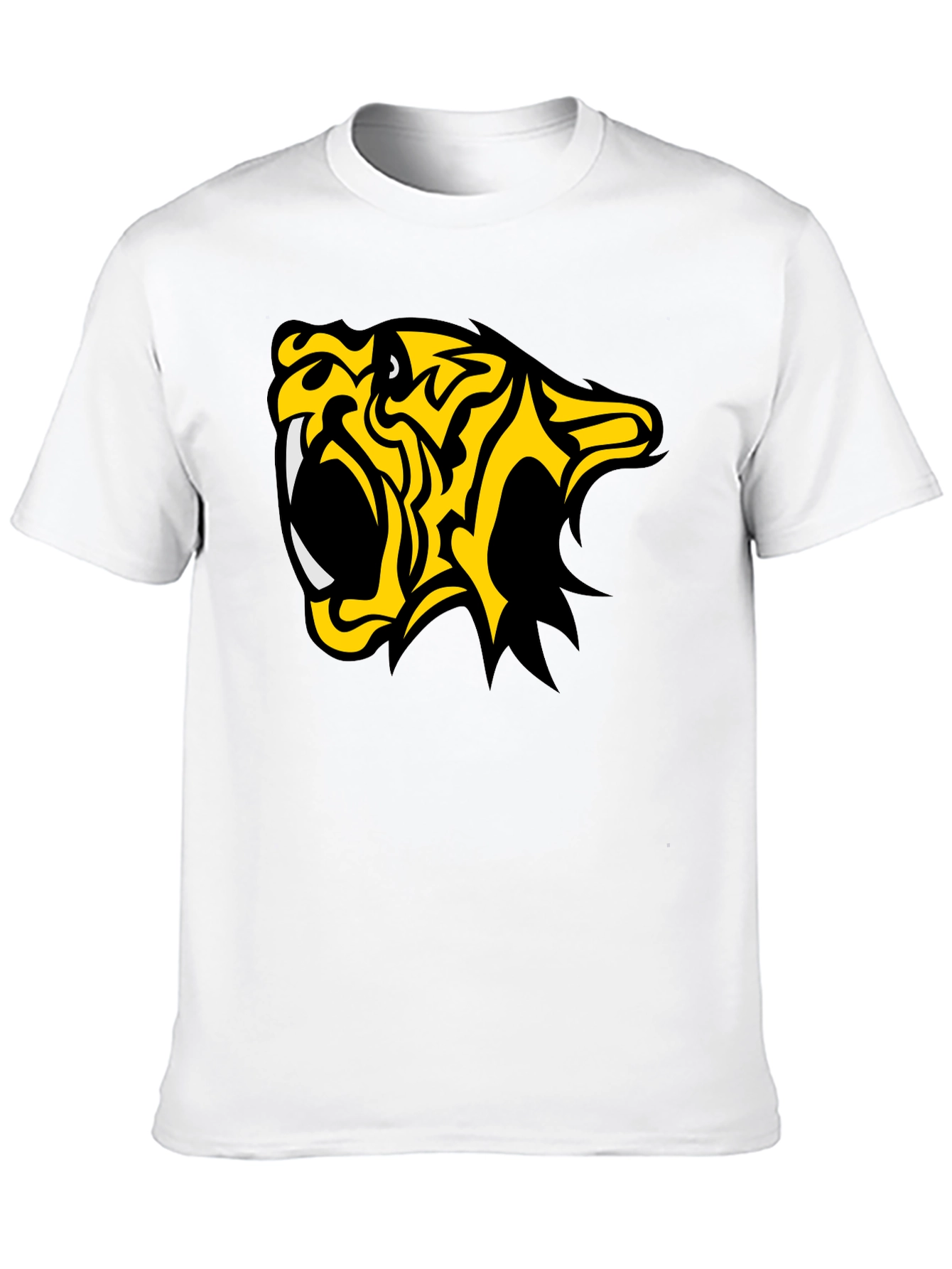Black  Fierce Tiger Graphic Tee - Bold Black Cotton T-Shirt view 10