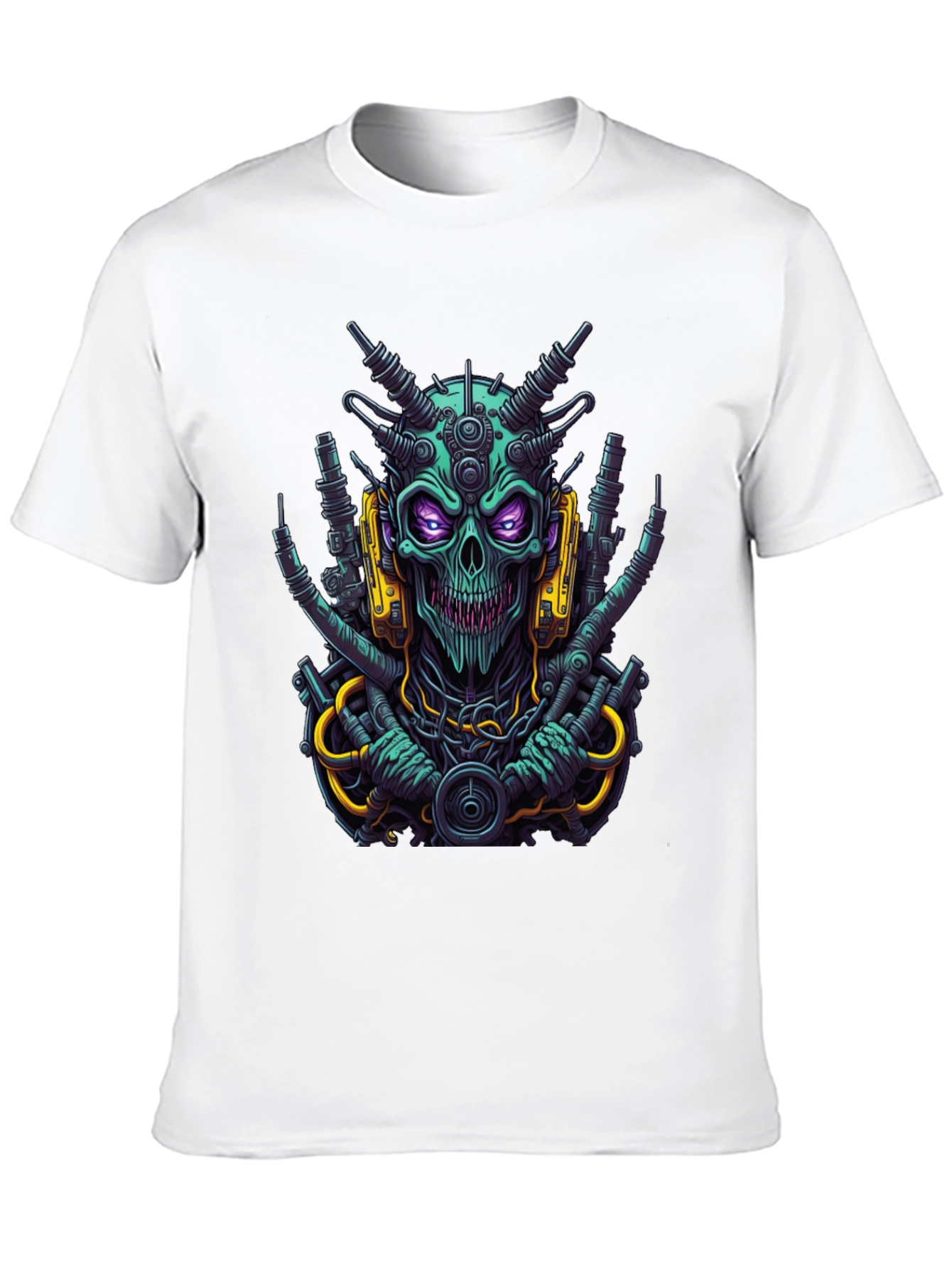 Black Cyberpunk Skull T-Shirt - Bold Sci-Fi Style view 10