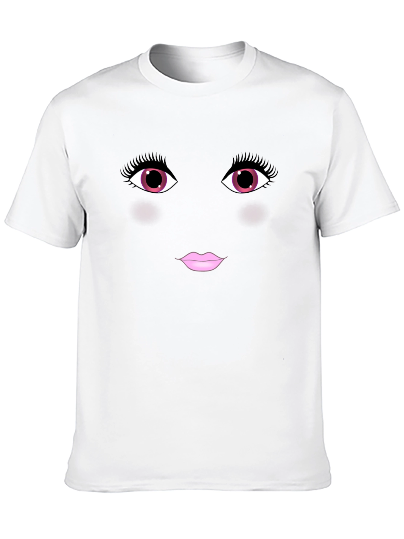 Black Funny Face Graphic Tee - Pink Eyes Lips Black Shirt view 10