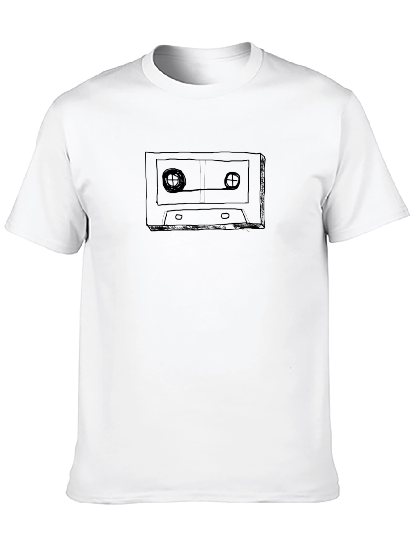 Black Retro Cassette Tape Graphic Tee - Black Cotton T-Shirt view 10