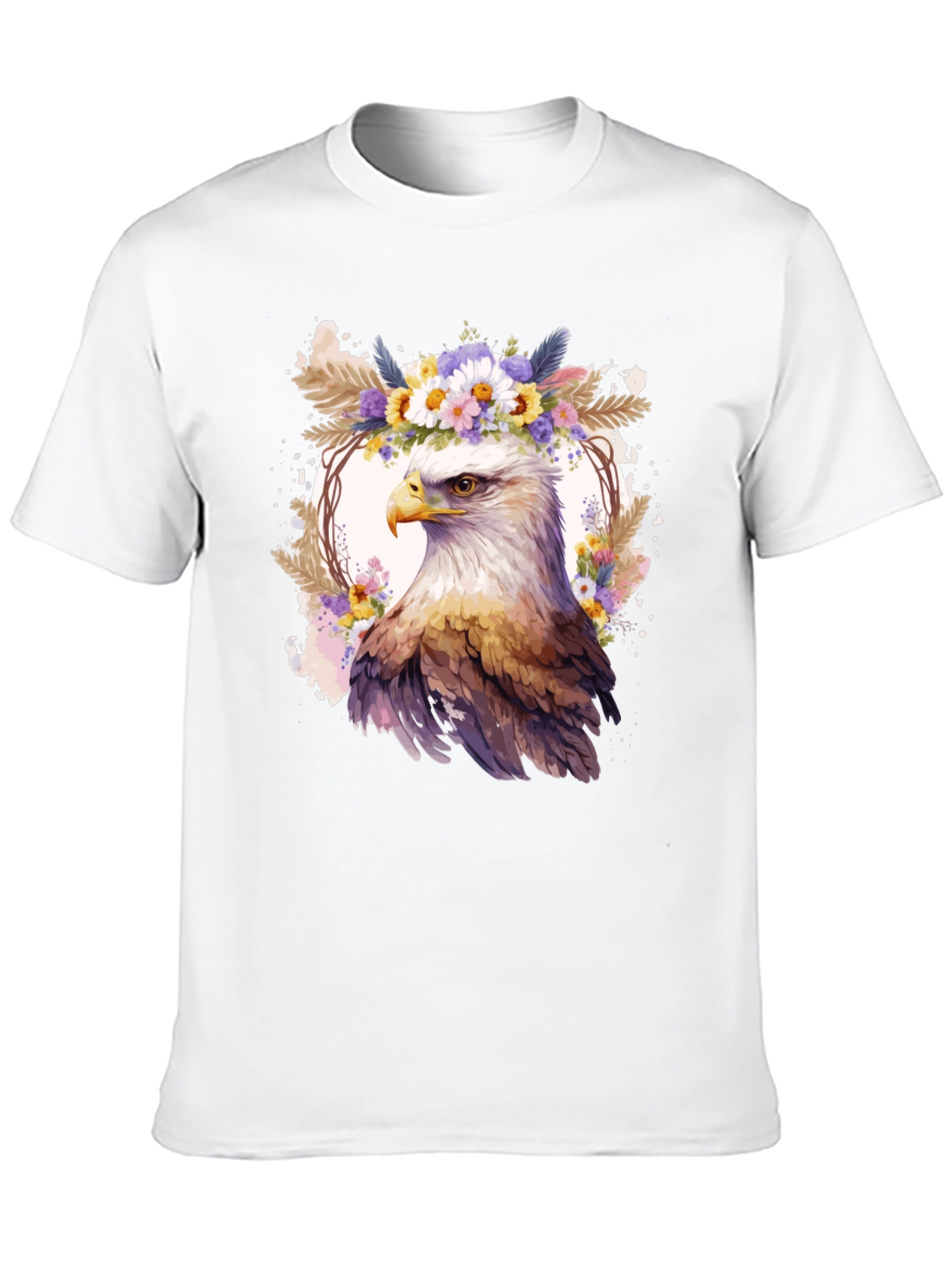 Black Eagle Floral Wreath Graphic T-Shirt view 10