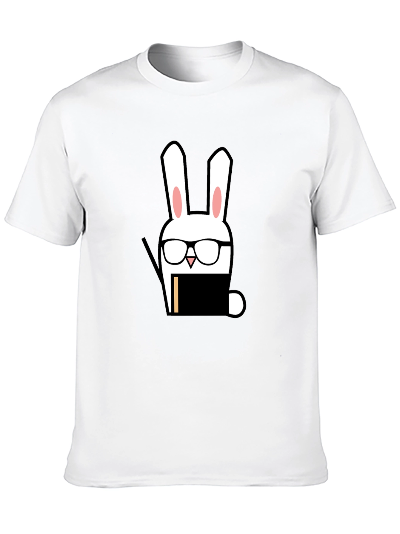 Black Nerdy Rabbit Graphic Tee - Black Cotton T-Shirt view 10