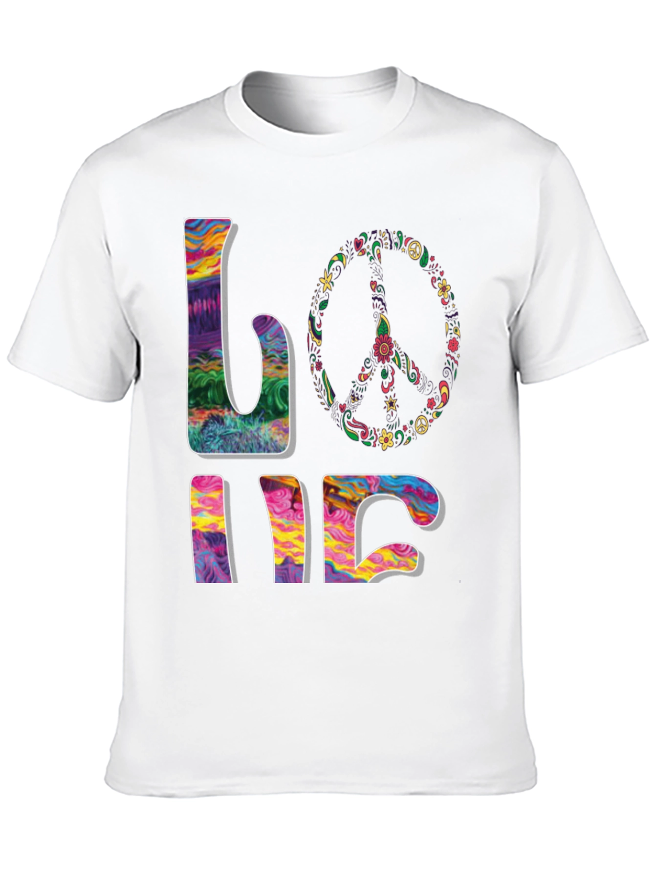 Black Peace & Love Psychedelic T-Shirt view 10
