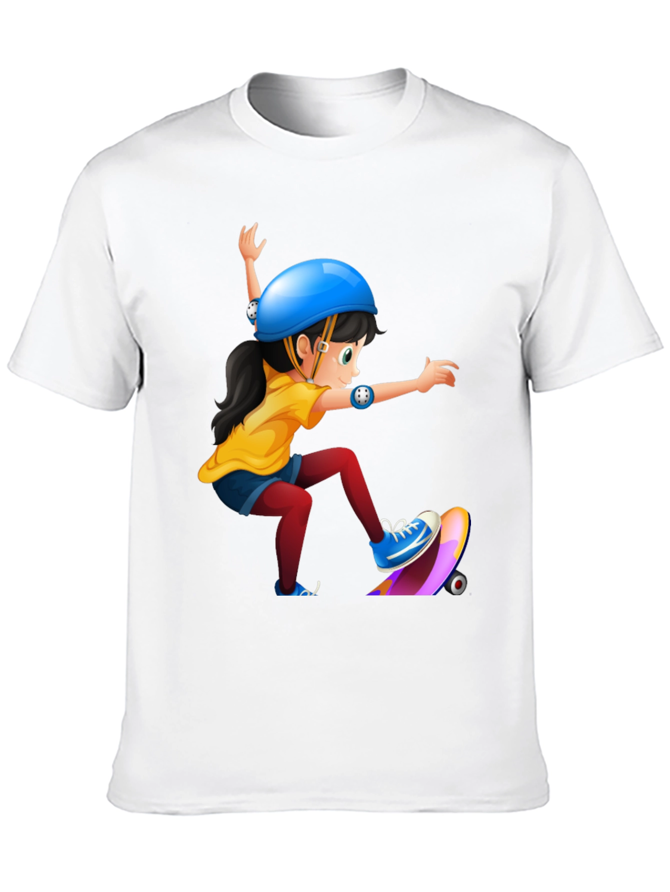 Black Skater Girl Graphic Tee - Black Cotton T-Shirt view 10
