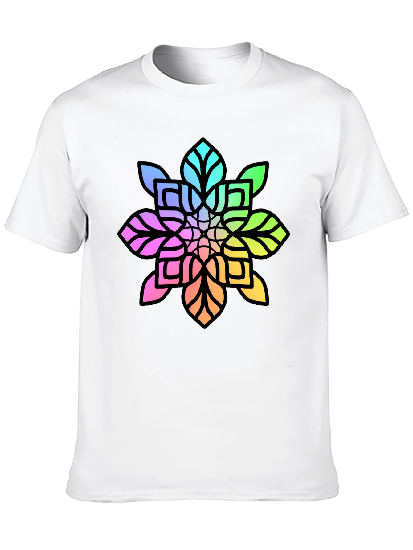 Black Rainbow Mandala Graphic Black Tee view 10
