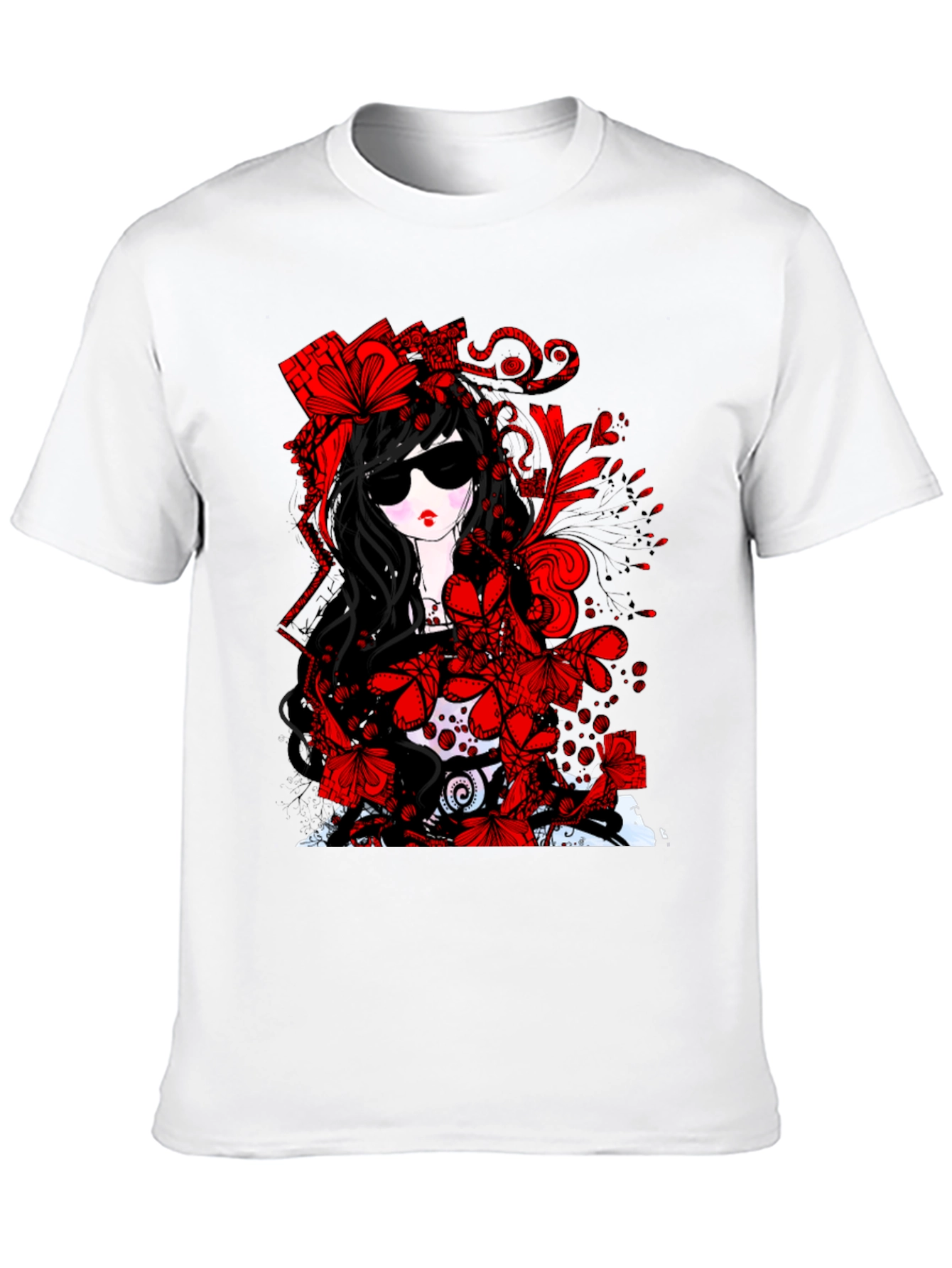 Black Gothic Floral T-Shirt - Dark & Stylish view 10