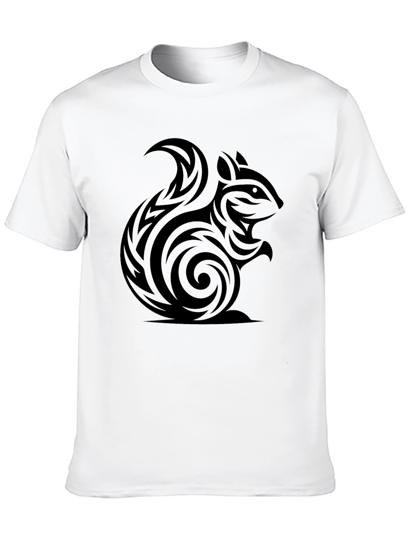 Black Tribal Squirrel Tee - Black Cotton Graphic T-Shirt view 10