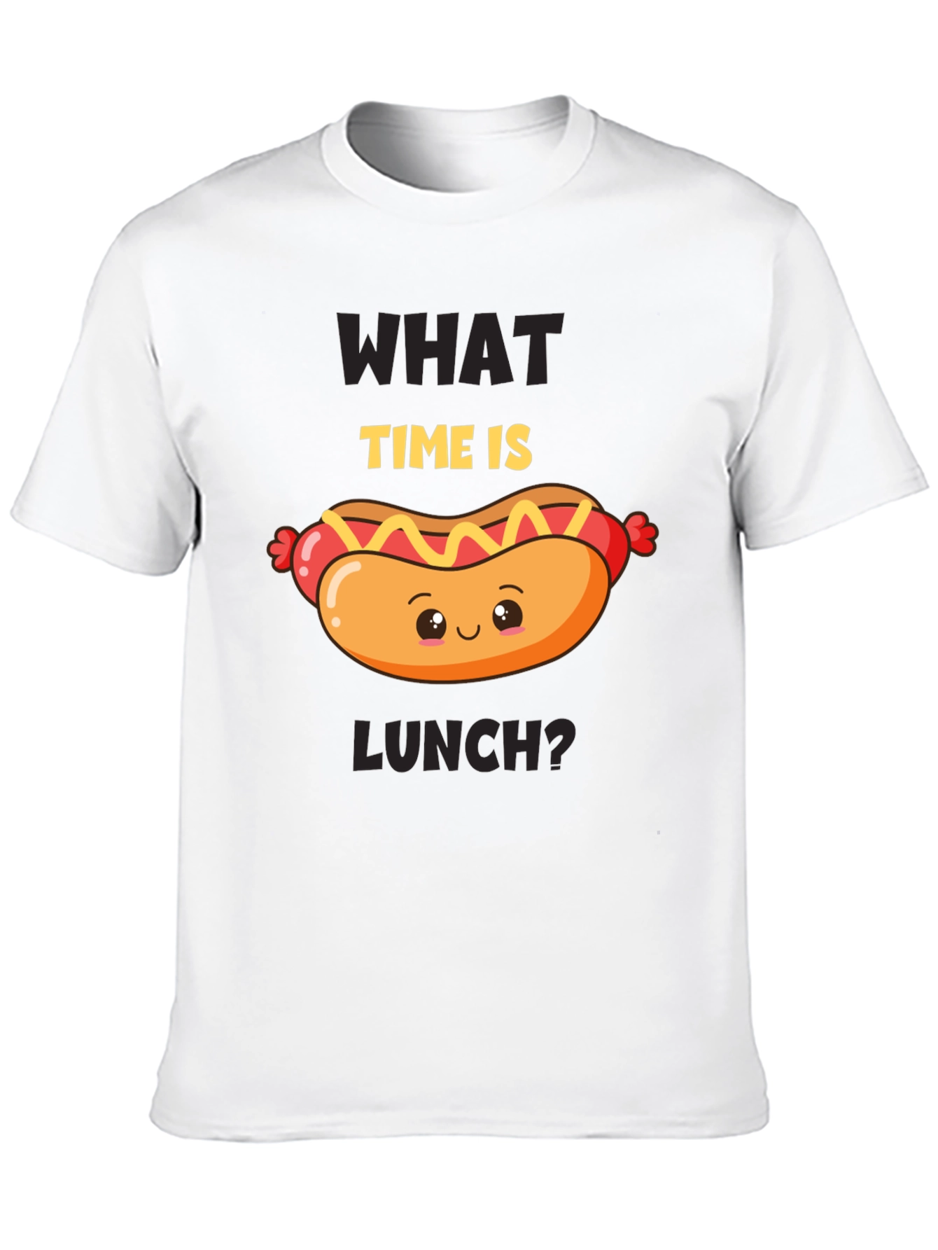 Black Funny Hot Dog T-Shirt - What Time Is Lunch? view 10