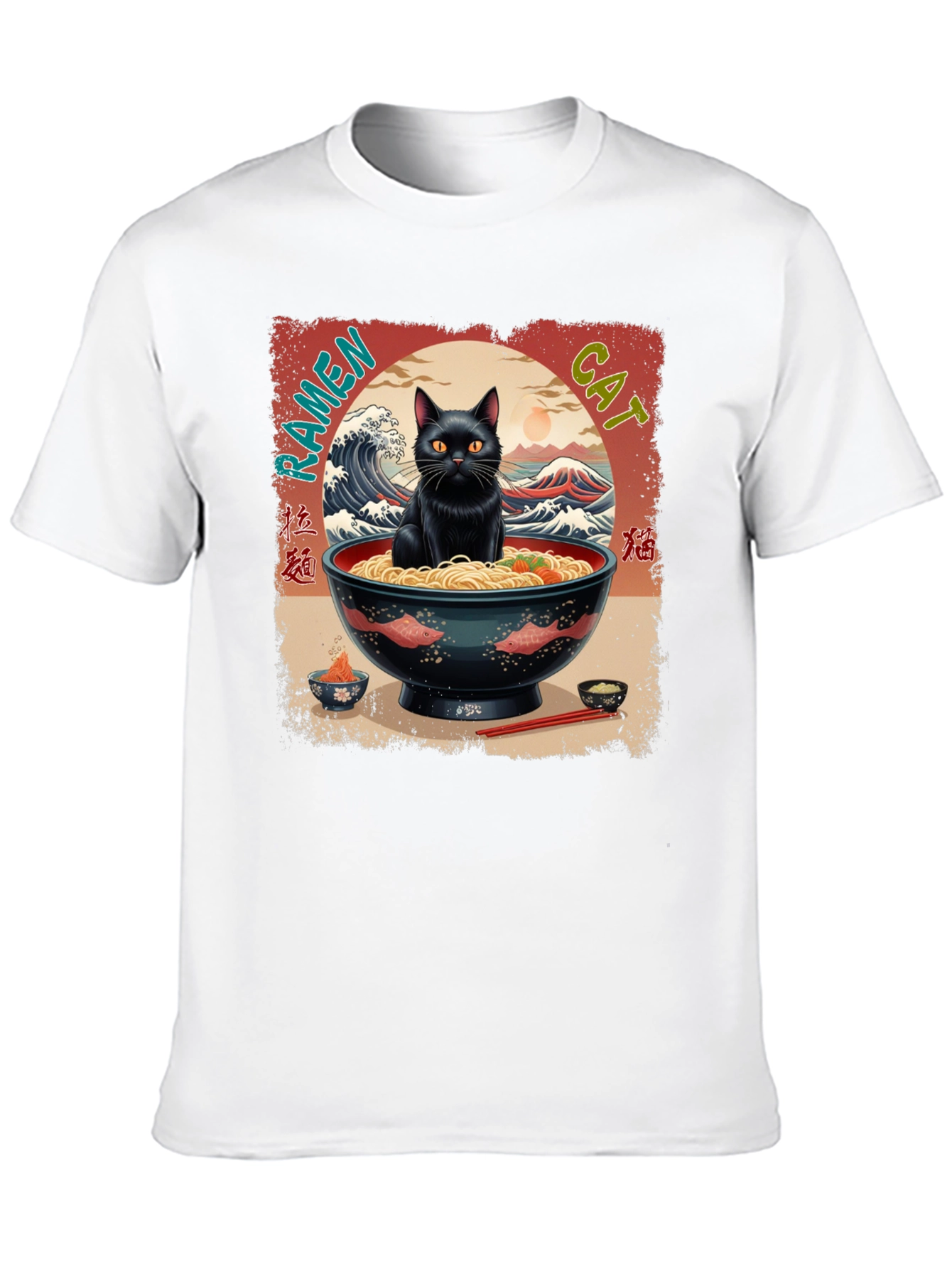 Black Ramen Cat Graphic Tee view 10