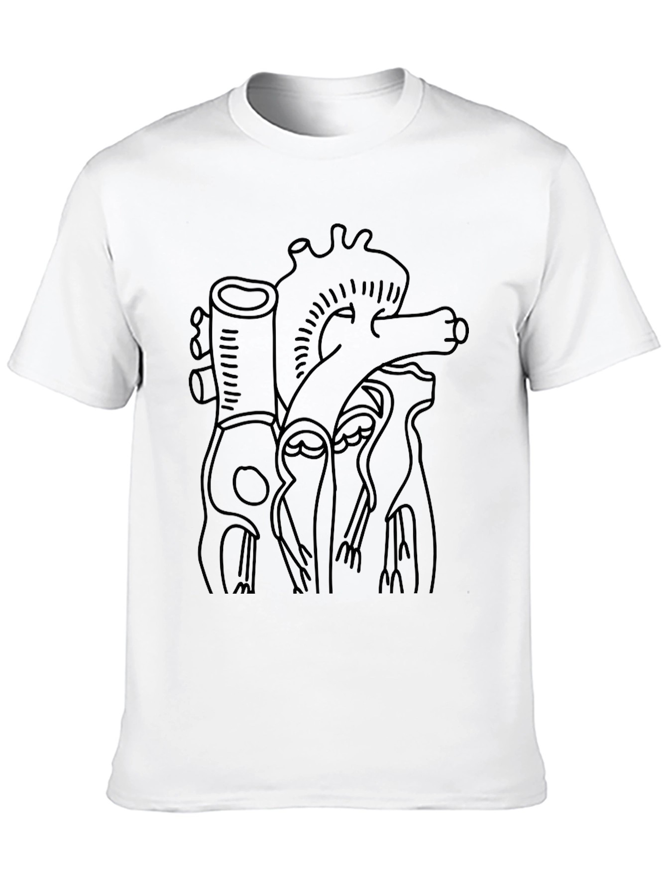 Black Anatomical Heart Line Art Black T-Shirt view 10