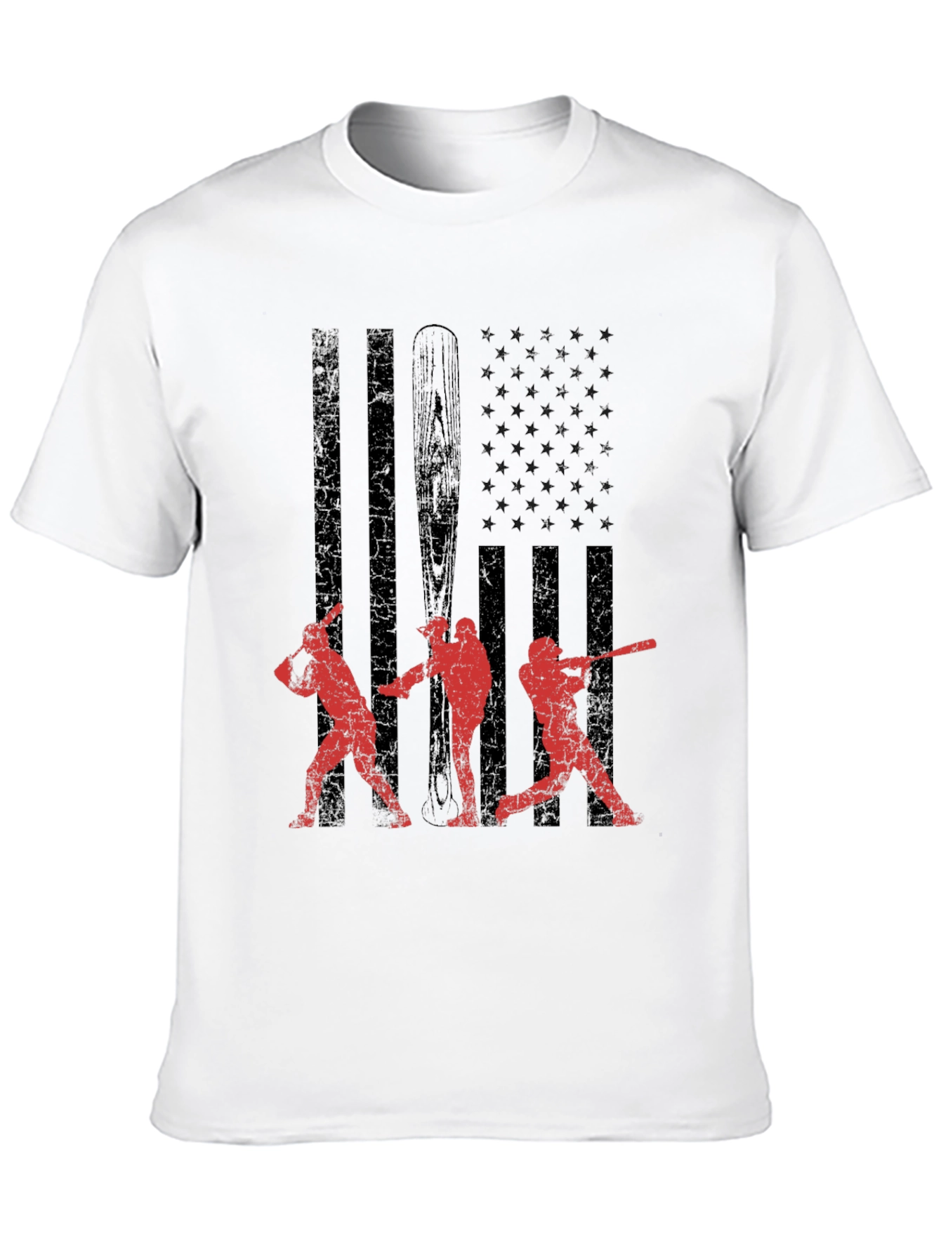 Black Baseball USA Flag Graphic T-Shirt view 10