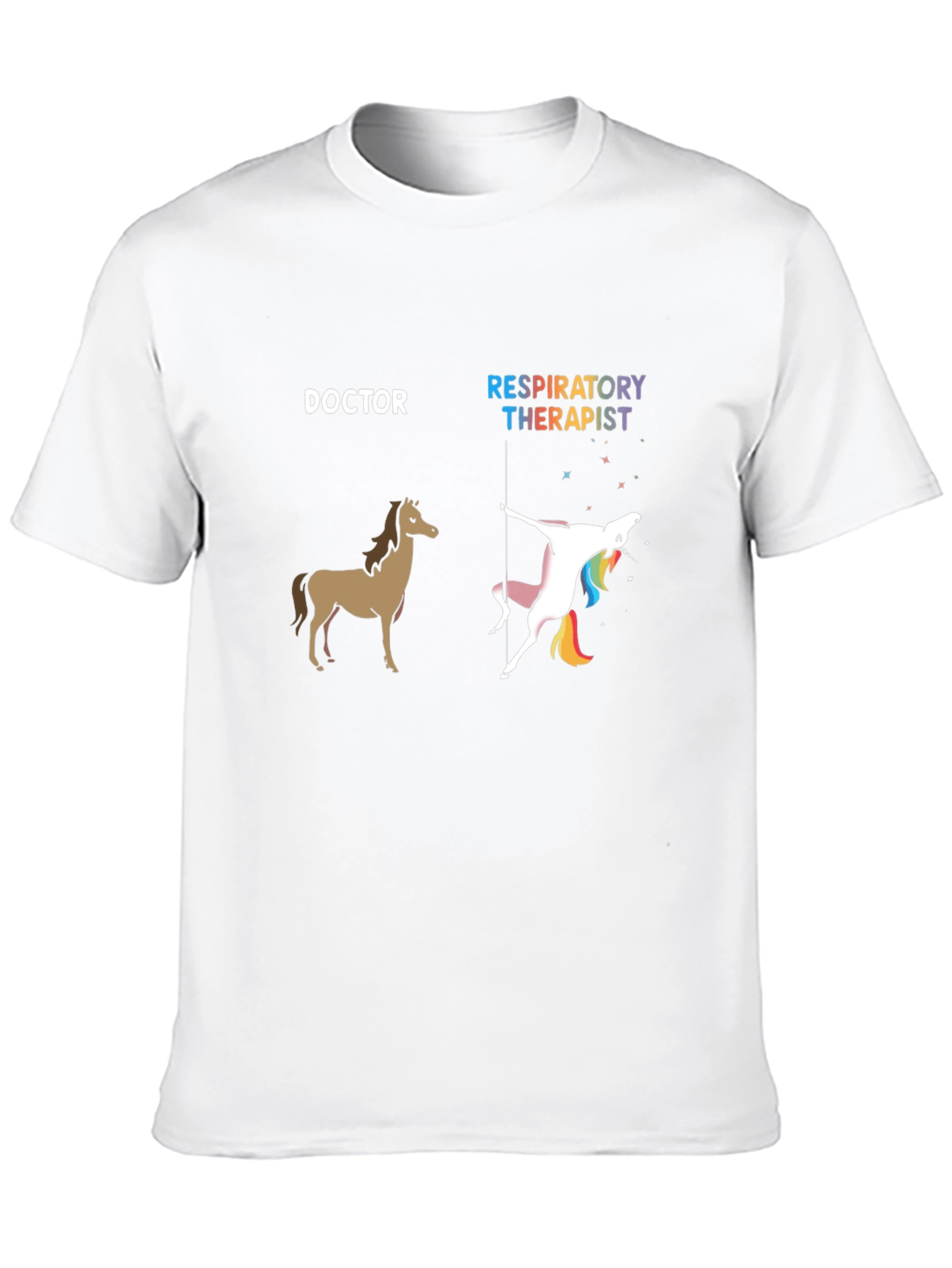Black Doctor Horse vs. Respiratory Therapist Unicorn Graphic Tee view 10