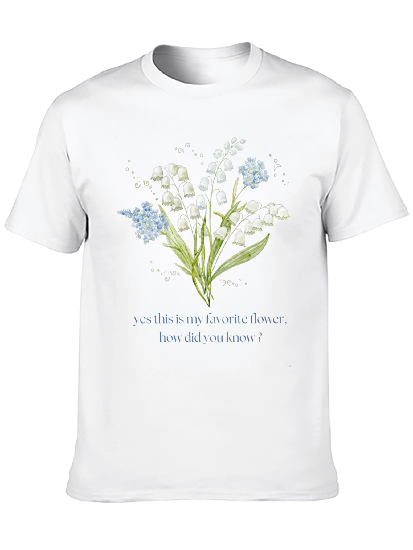 Black Floral Graphic T-Shirt - Lily of the Valley Design view 10