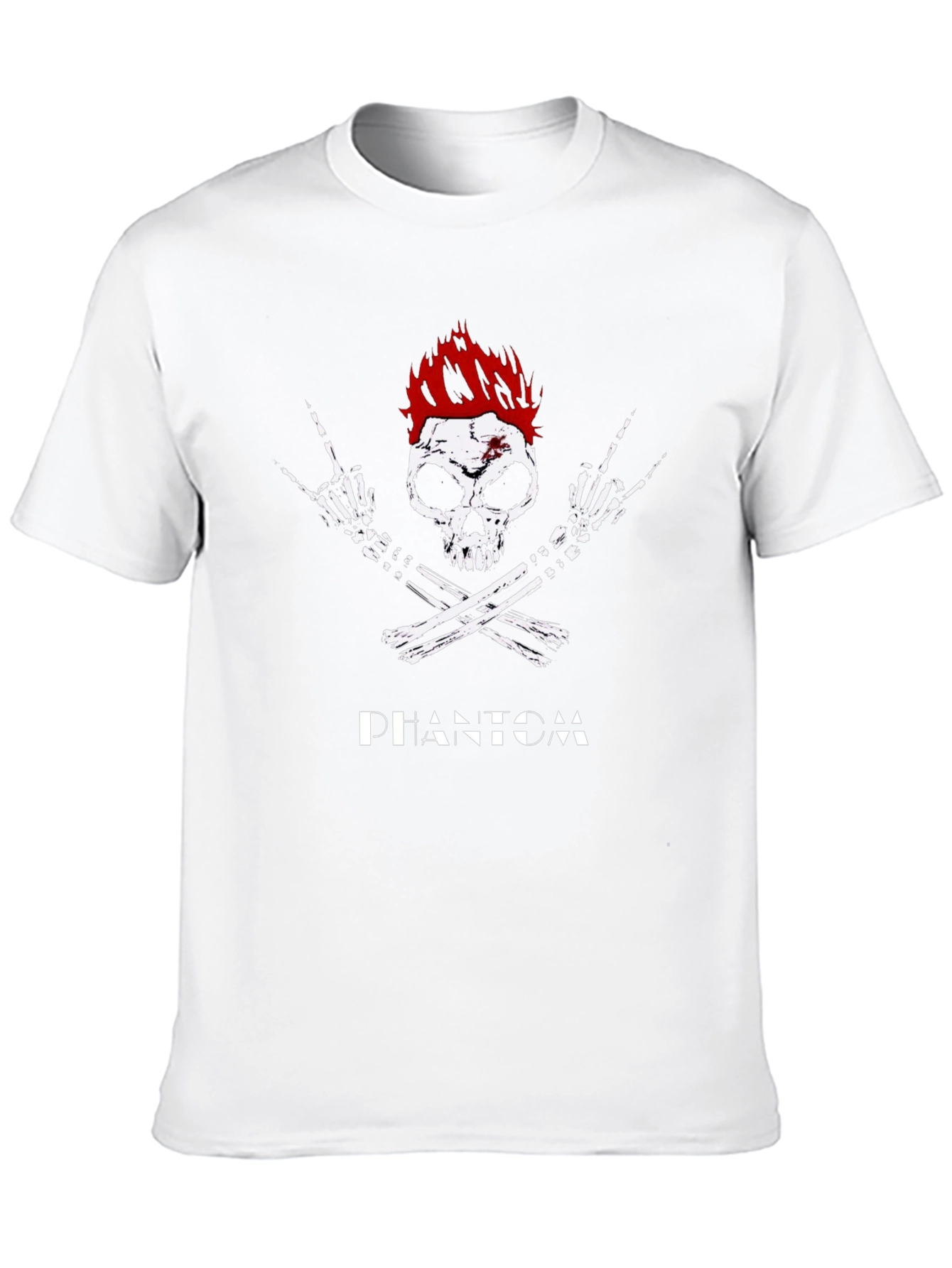 Black Phantom Skull Rocker Tee - Black Graphic T-Shirt view 10