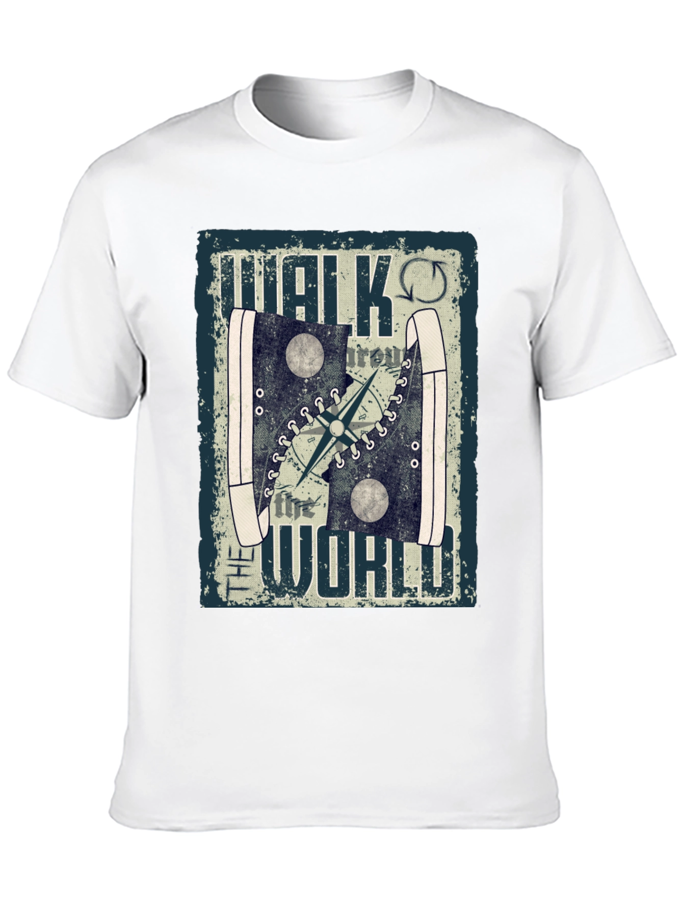 Walk the World T-Shirt, Travel Compass Design - 10