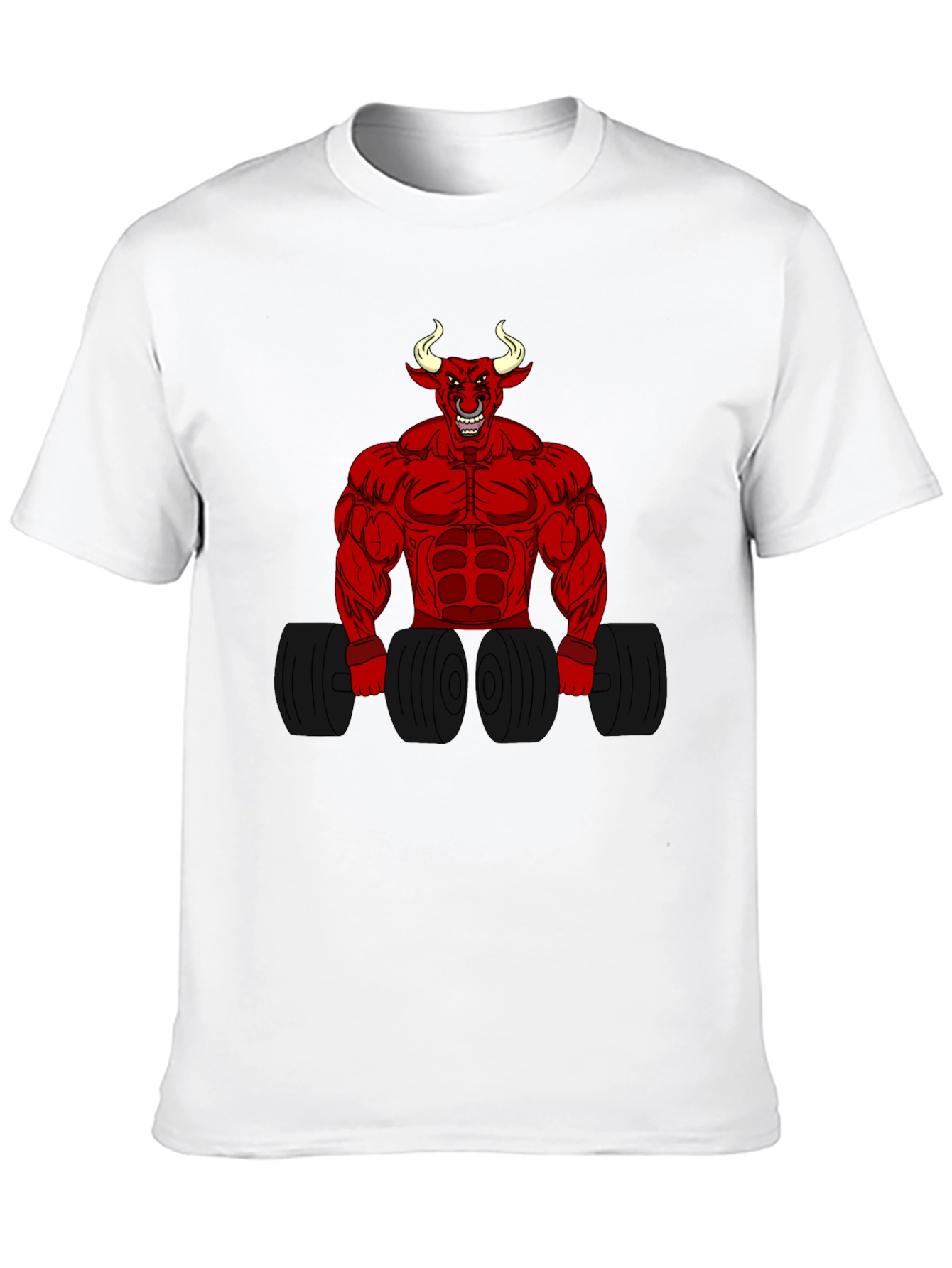 Black Red Devil Bull Gym T-Shirt view 10
