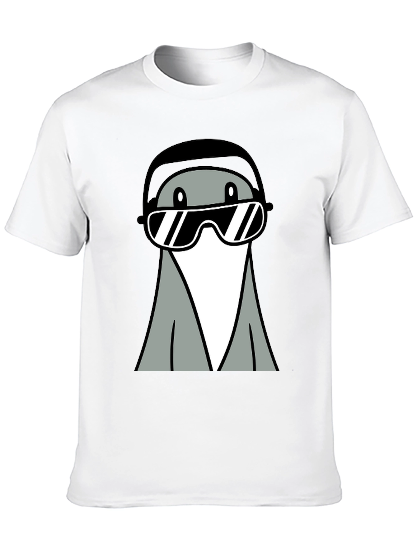 Black Cool Gray Cartoon Character Tee view 10