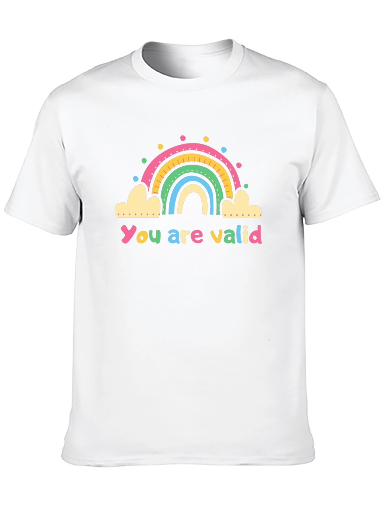 Black You are Valid Rainbow Graphic Tee - Black Unisex Shirt view 10