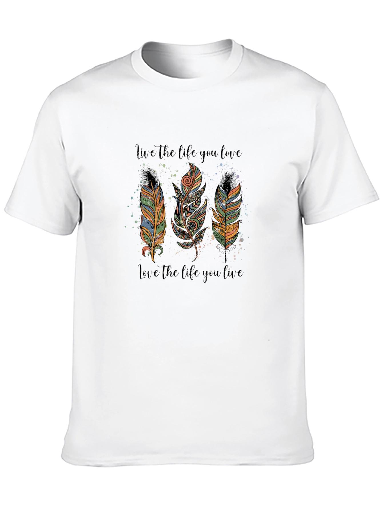 Black Feather Design T-Shirt - Live The Life You Love view 10