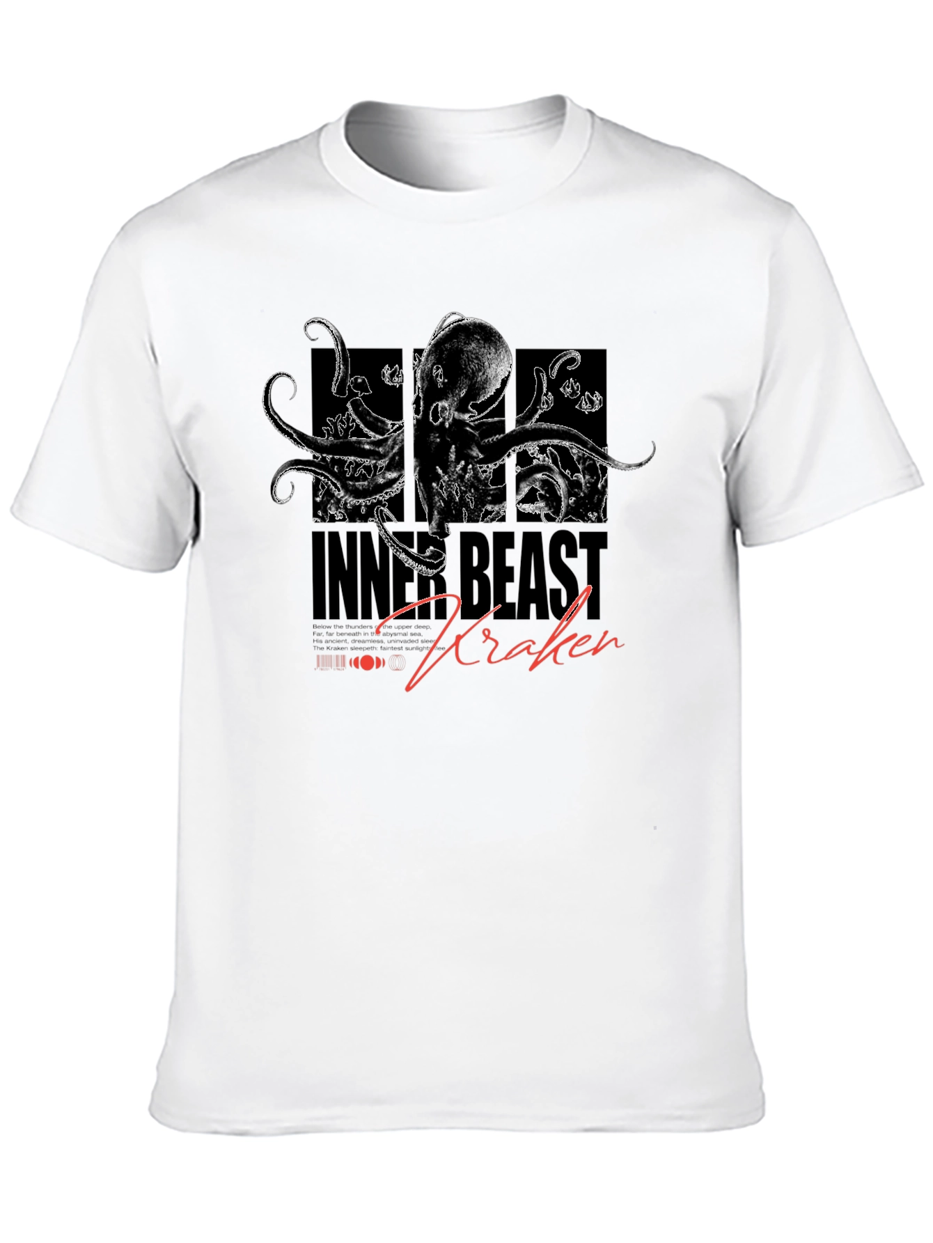 Black Inner Beast Kraken Black Graphic T-Shirt view 10