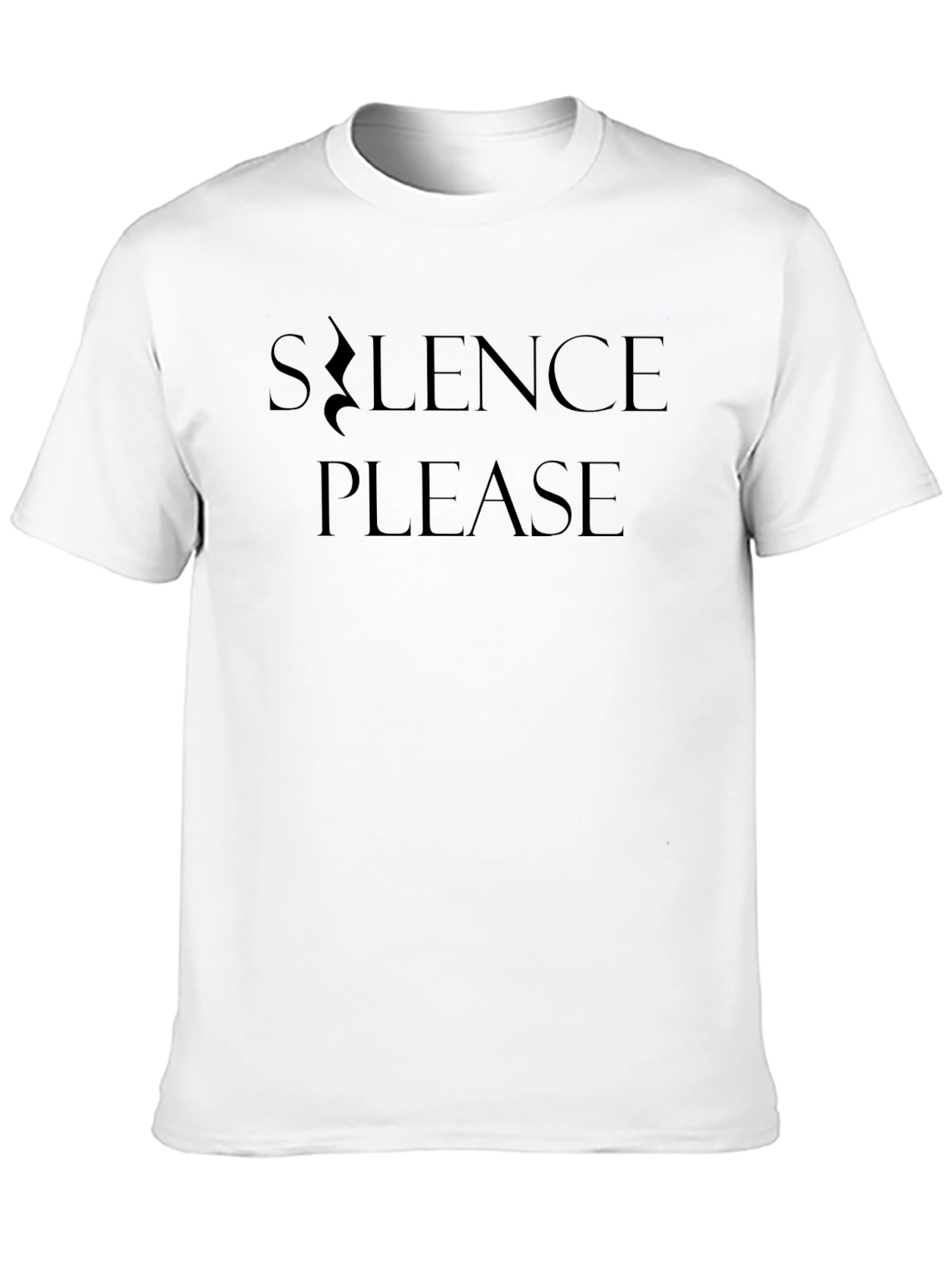 Black Silence Please Graphic Tee - Black Crew Neck Cotton T-Shirt view 10