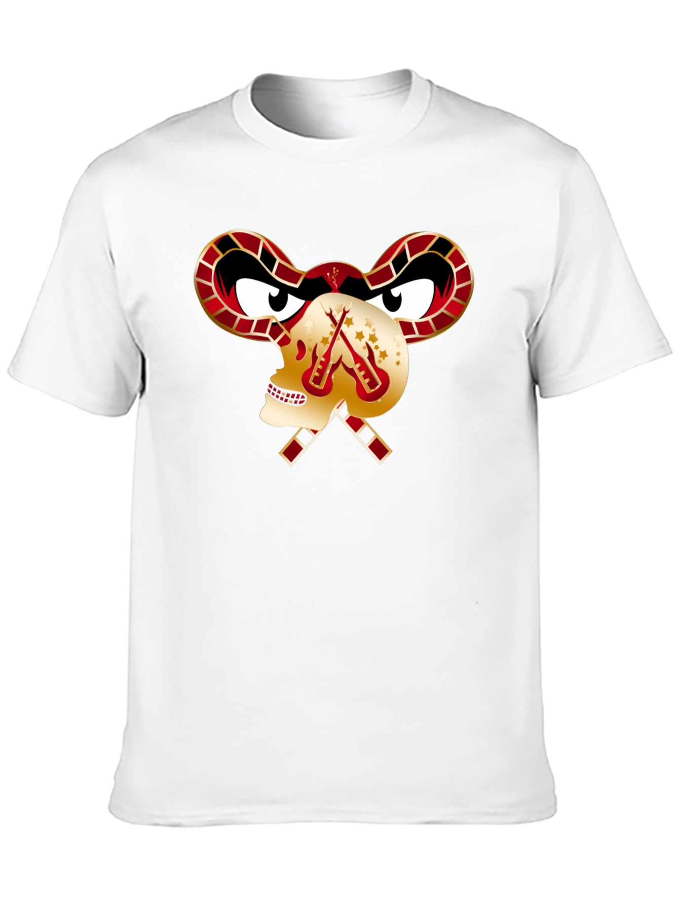 Black Skull Guitar T-Shirt - Edgy Rocker Design view 10